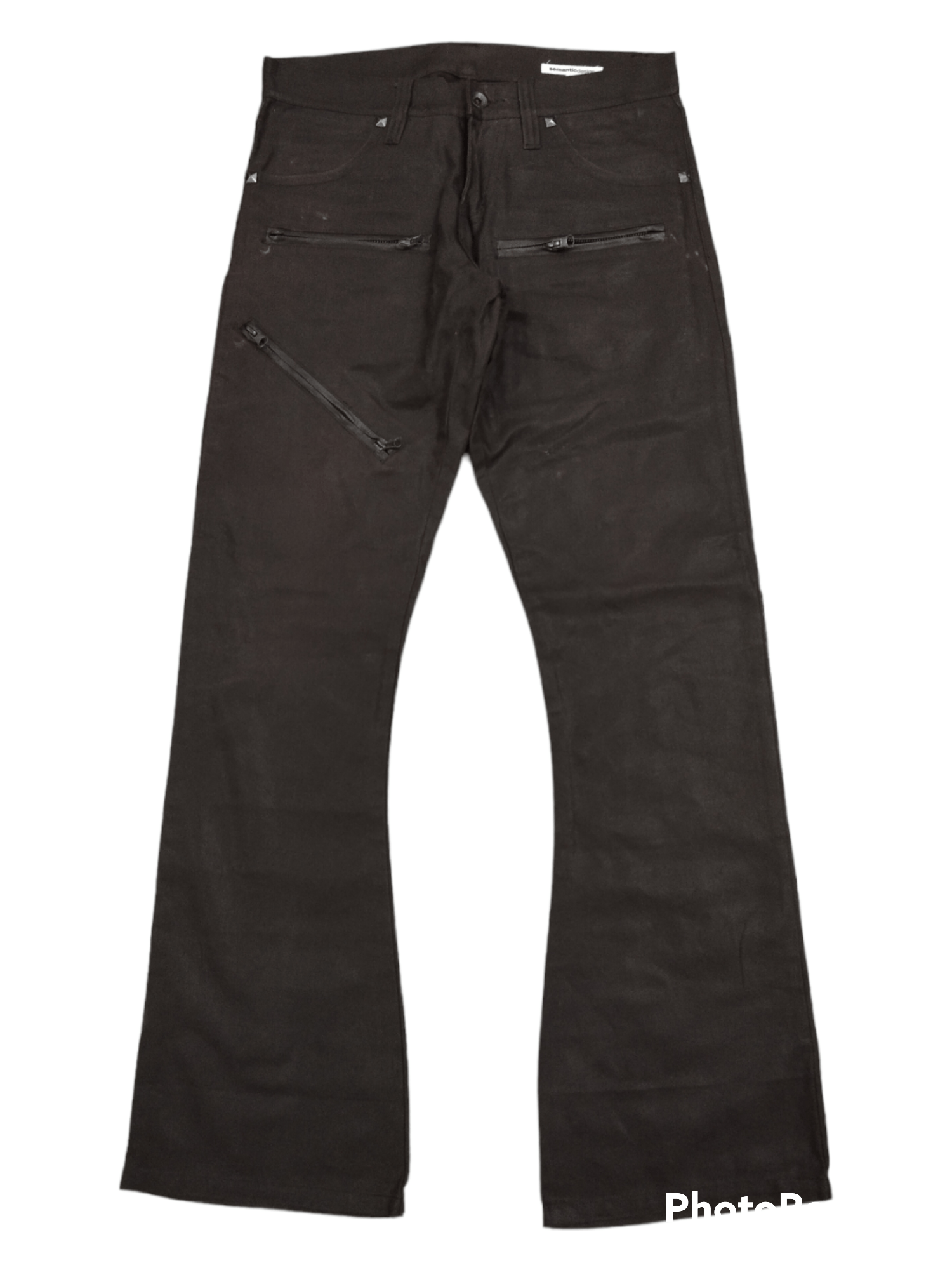 image of Hype x Semantic Design Flare Waxed Semantic Design Tactical Denim Pants in Dark Brown Waxed (Size 3