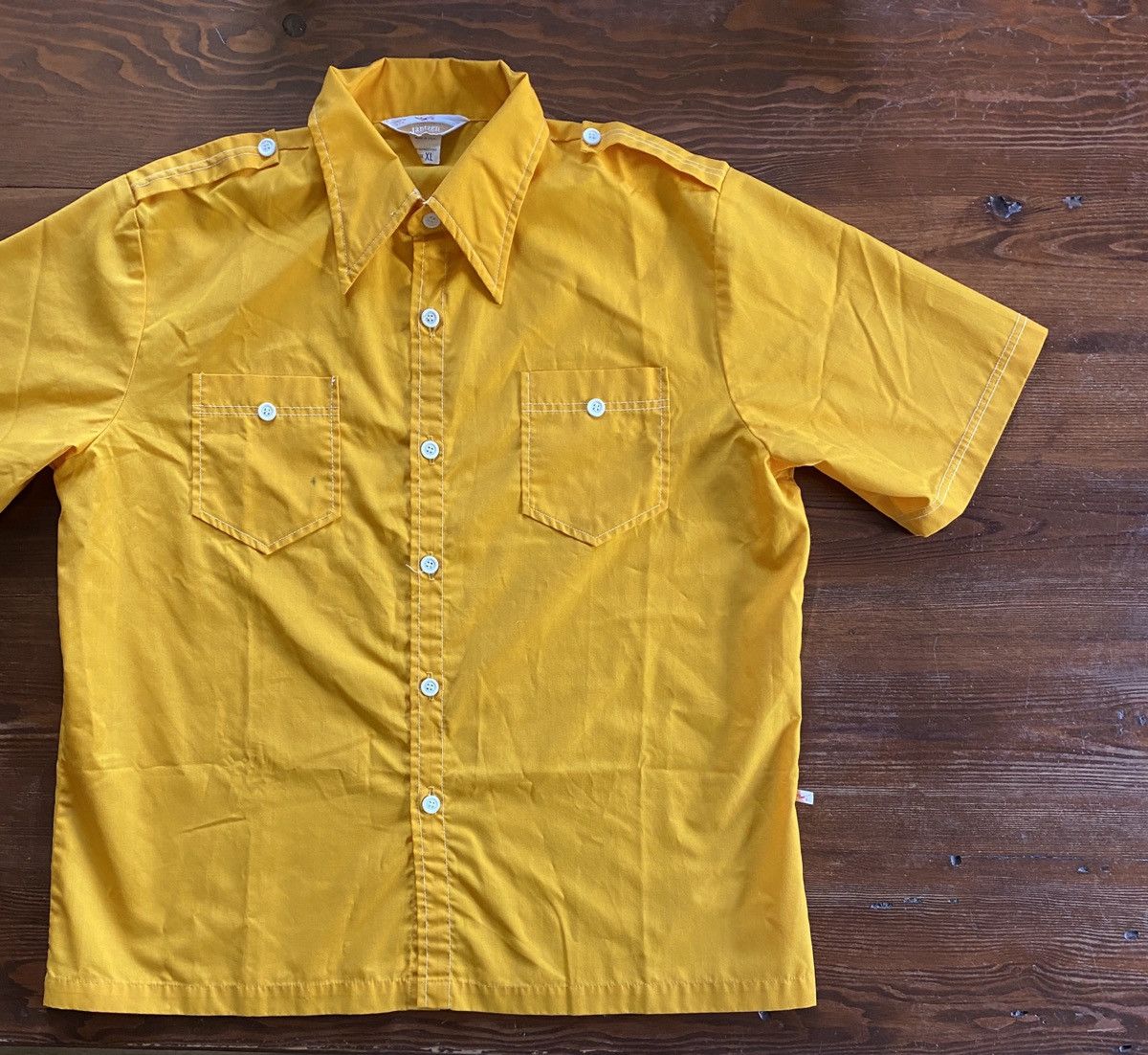 Jantzen Vintage 60’s Jantzen Mustard Mod Shirt Sleeve Button Up Size US XL / EU 56 / 4 - 1 Thumbnail