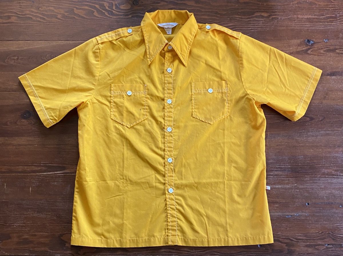 Jantzen Vintage 60’s Jantzen Mustard Mod Shirt Sleeve Button Up Size US XL / EU 56 / 4 - 2 Thumbnail