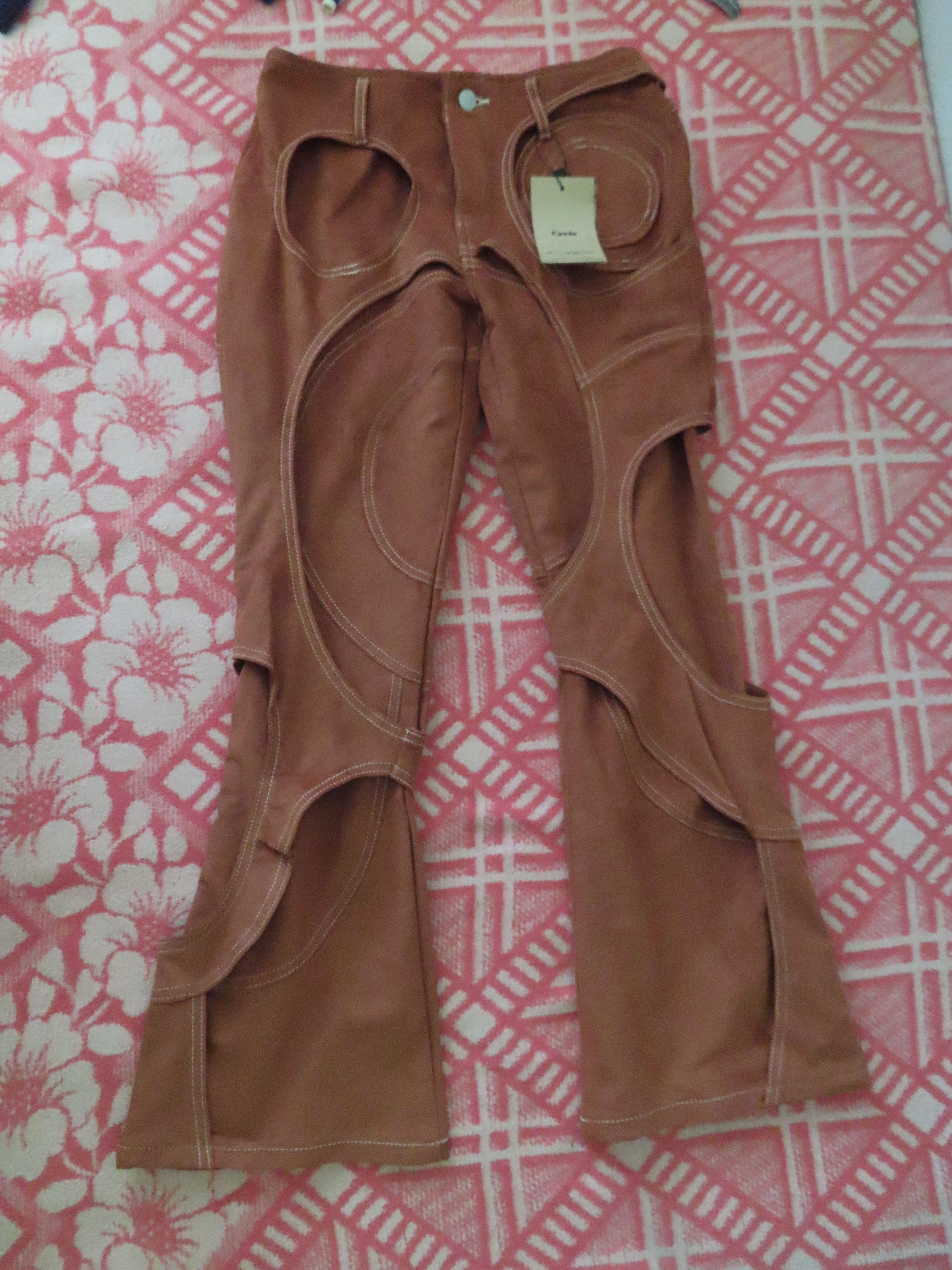 Japanese Brand cycle by myob 21SS SPIRAL CUT-OUT PANTS-CAMEL- S Size 28" / US 6 / IT 42 - 1 Thumbnail