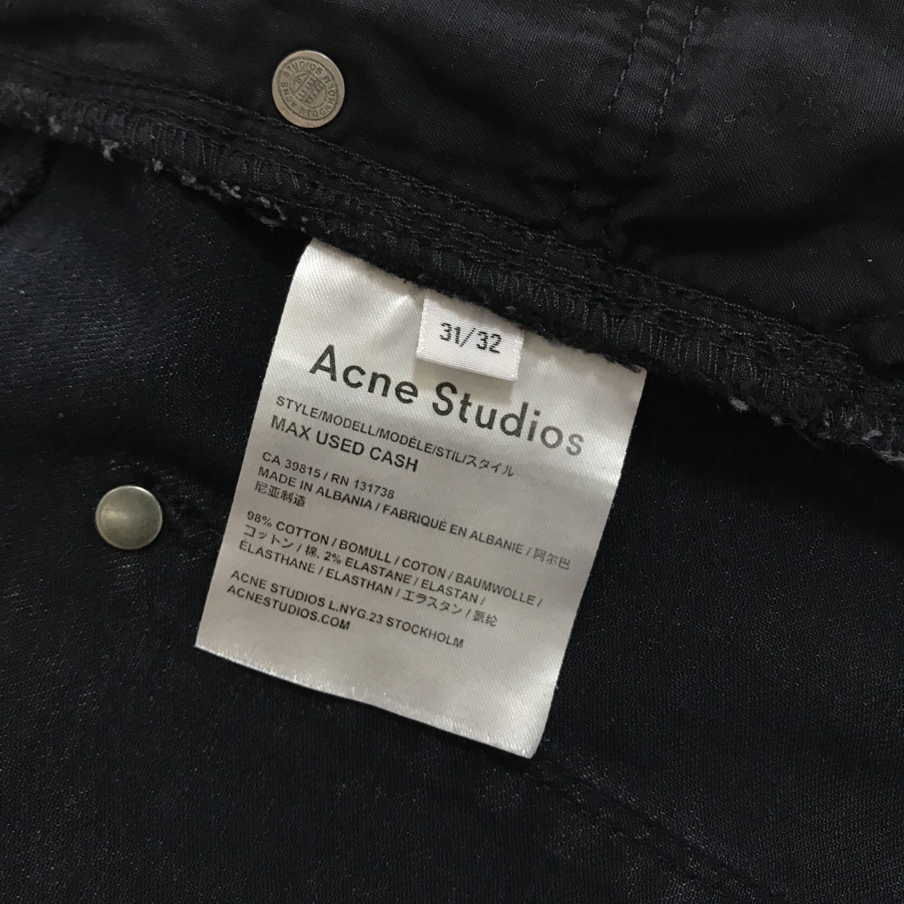 Acne Studios ACNE STUDIOS Max Used Cash Jeans Denim Black Pants KanyeWest Size US 31 - 8 Thumbnail
