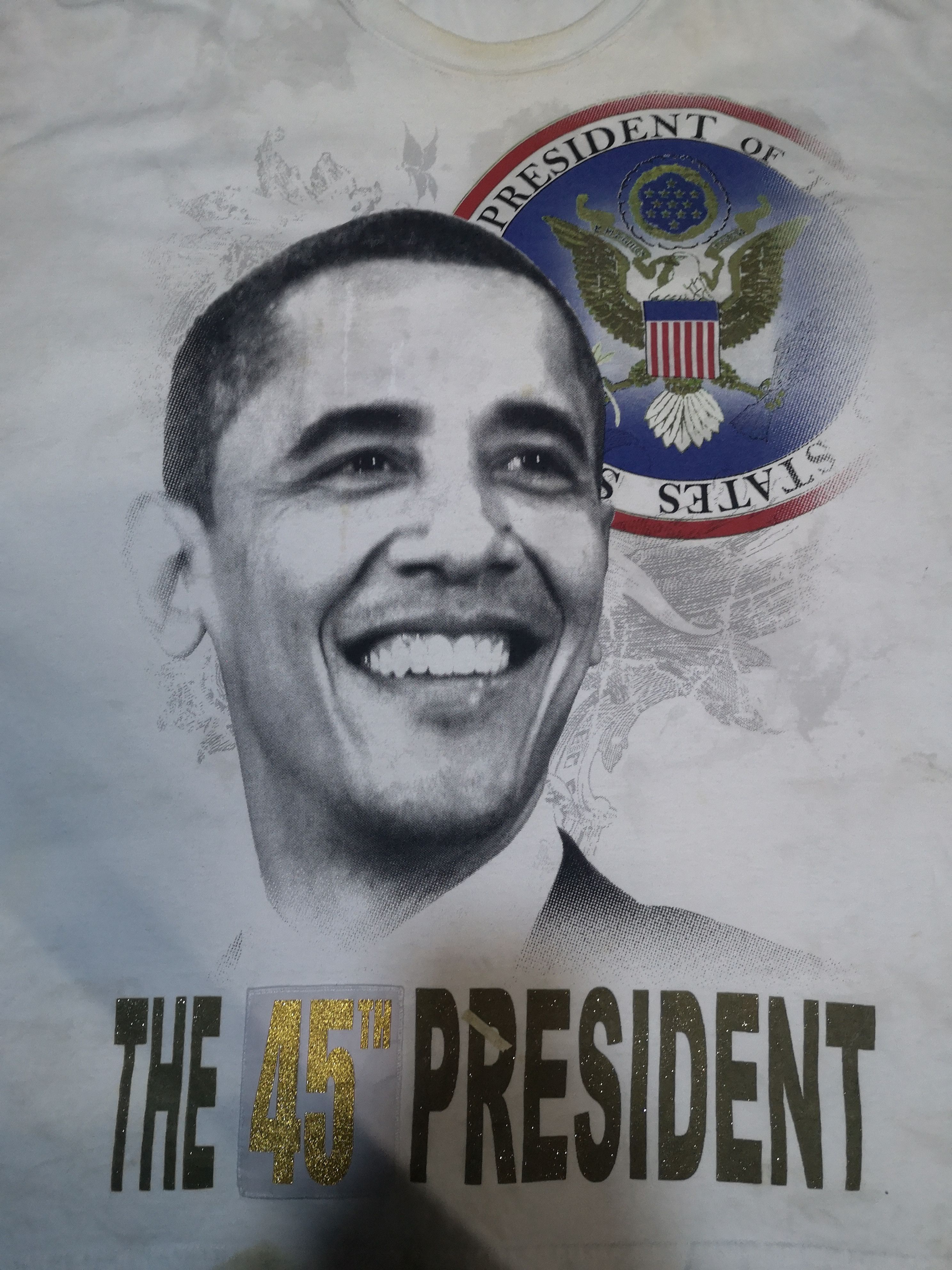 image of Made In USA x Obama "obama The 45Th President" Long Sleeve Tee in White, Men's (Size 2XL)