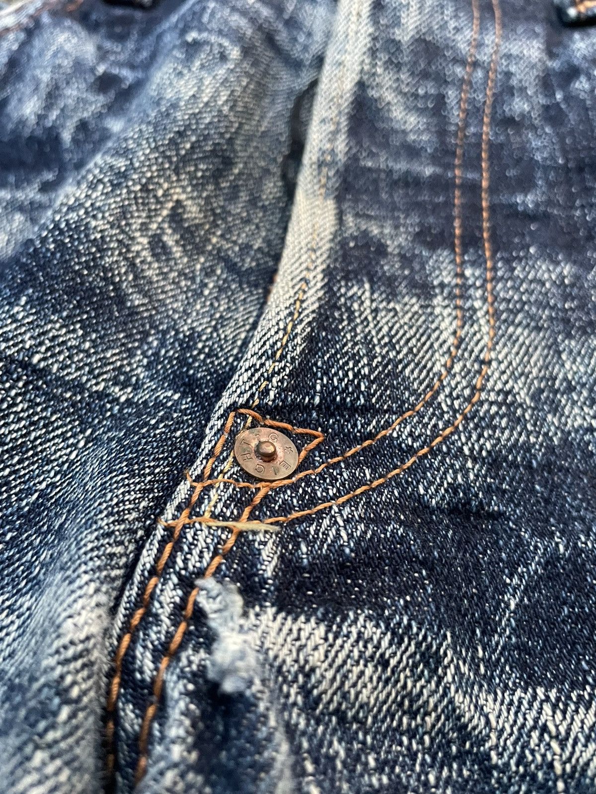 EIGHT-G × Japanese Brand Vintage Eight G Selvedge Aging & Distressed Denim Size US 30 / EU 46 - 25 Thumbnail