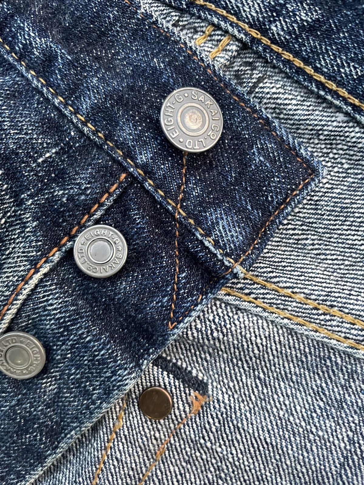 EIGHT-G × Japanese Brand Vintage Eight G Selvedge Aging & Distressed Denim Size US 30 / EU 46 - 24 Thumbnail