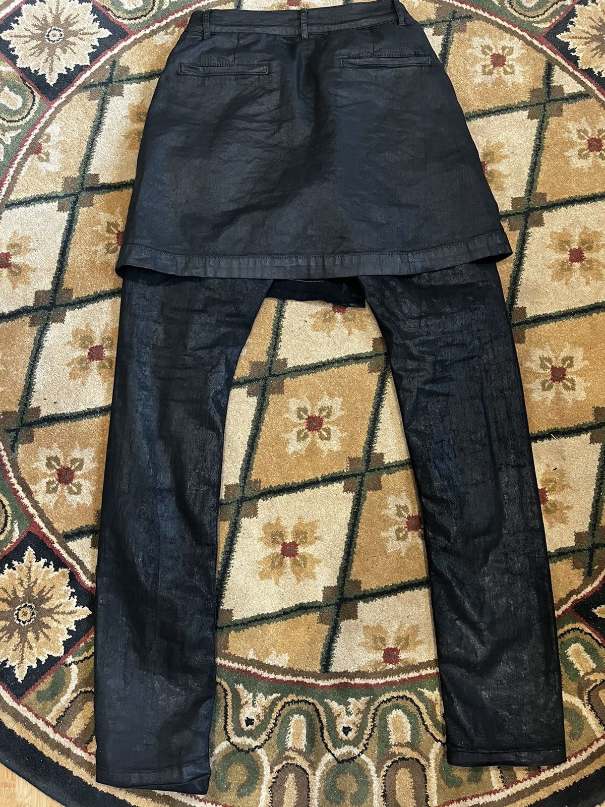 Rick Owens × Rick Owens Drkshdw Rick Owens Skirt/Kilt Waxed Denim Size US 31 - 4 Thumbnail