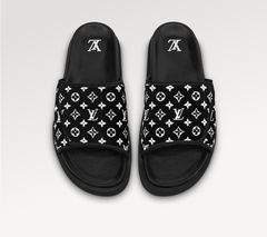 Louis Vuitton Monogram Mens Shower Sandals, Black, 09.0