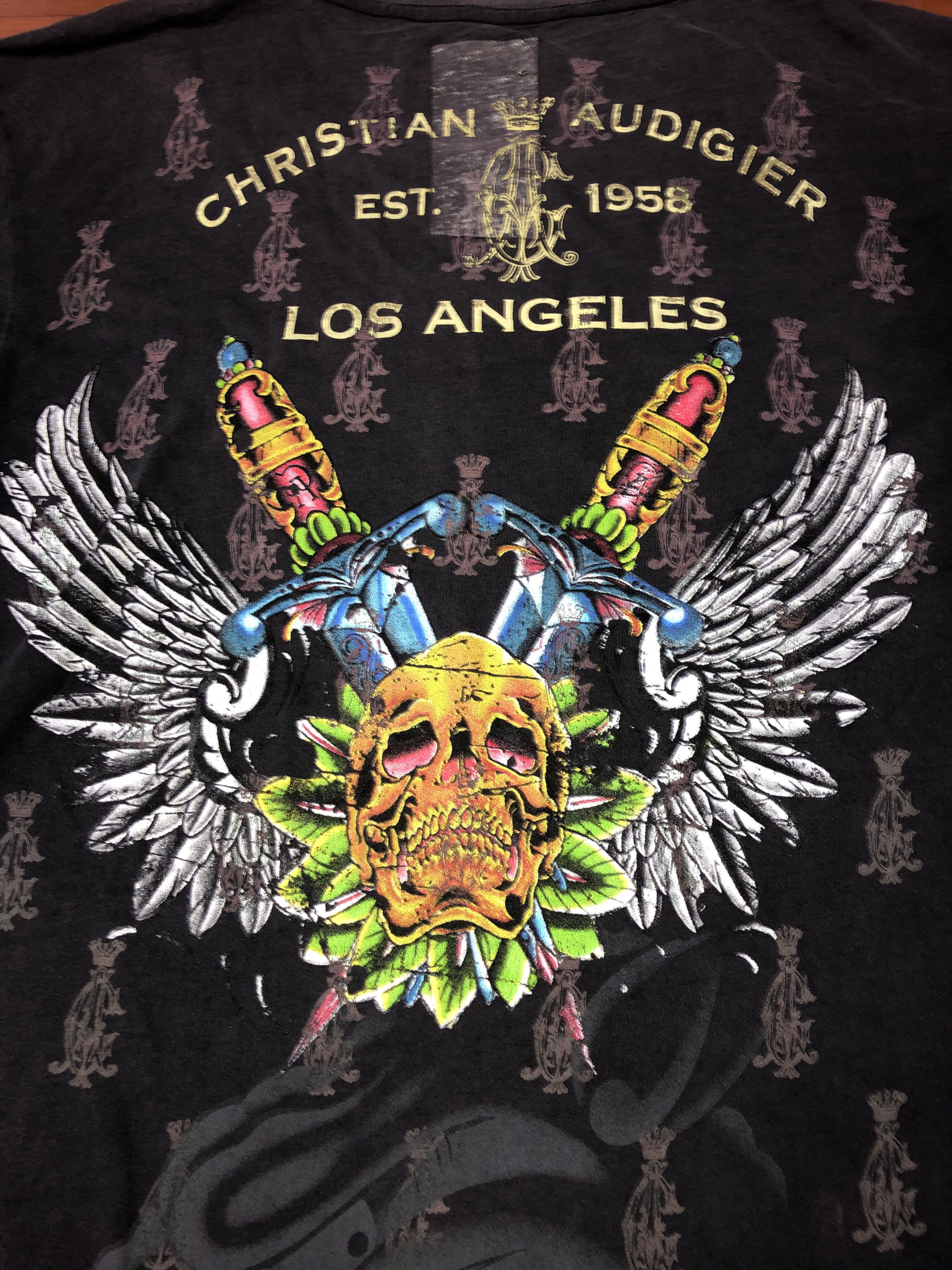 Christian Audigier DISTRESSED & TRASHED C.AUDIGIER TEE Size US M / EU 48-50 / 2 - 3 Thumbnail