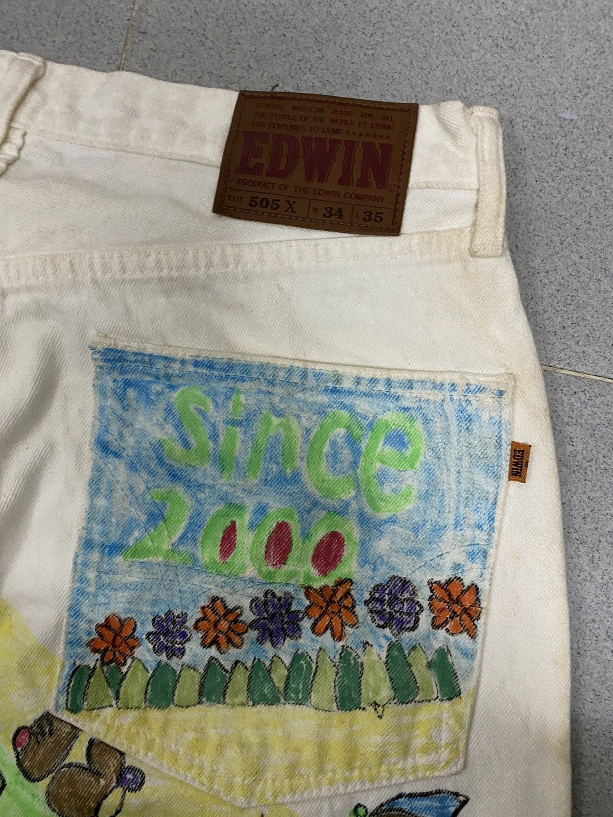 Edwin × Japanese Brand × Vintage Offer‼️Vintage Edwin Selvedge Art Design Distress Denim Jeans Size US 33 - 6 Thumbnail