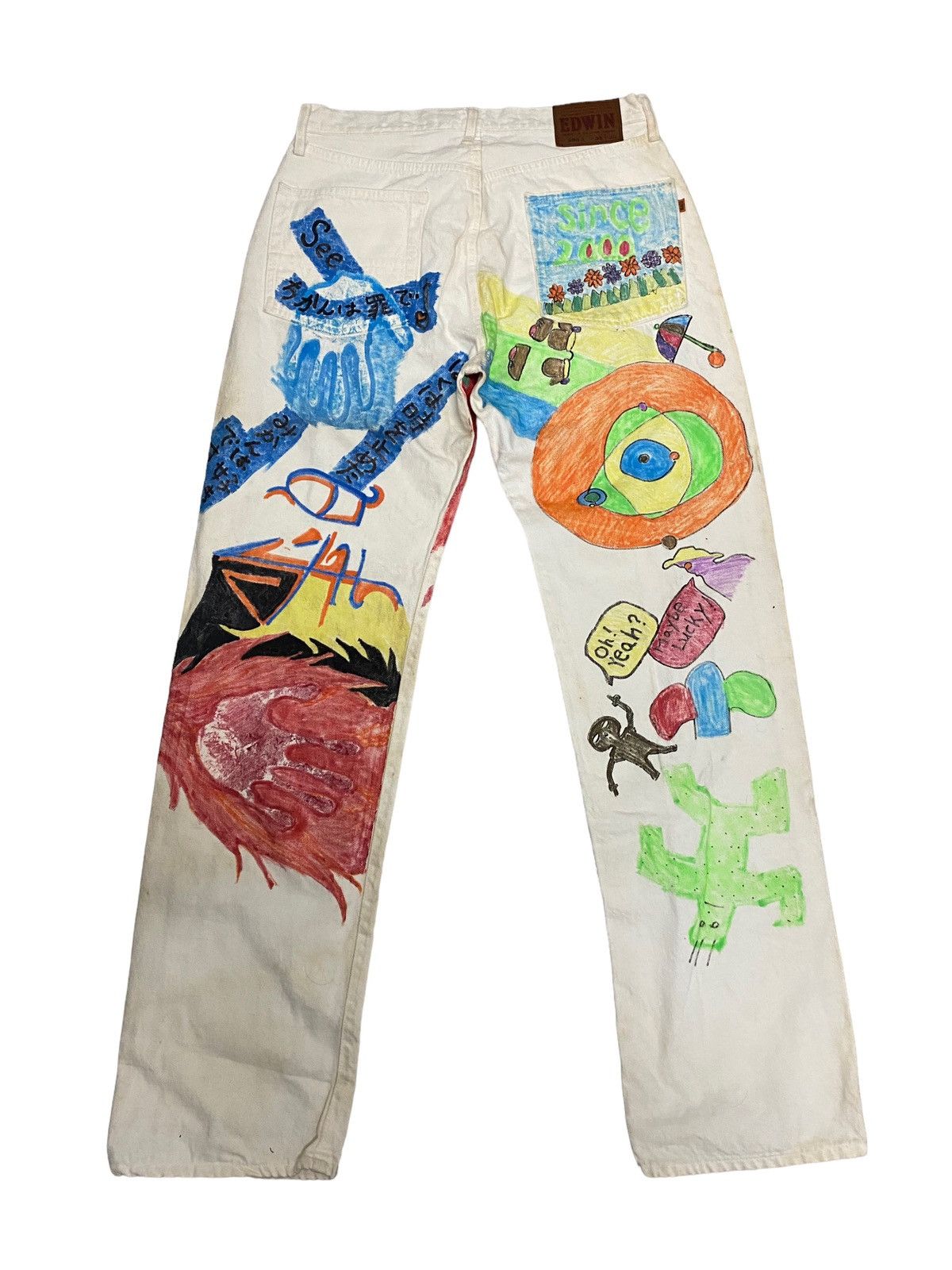 Edwin × Japanese Brand × Vintage Offer‼️Vintage Edwin Selvedge Art Design Distress Denim Jeans Size US 33 - 1 Thumbnail