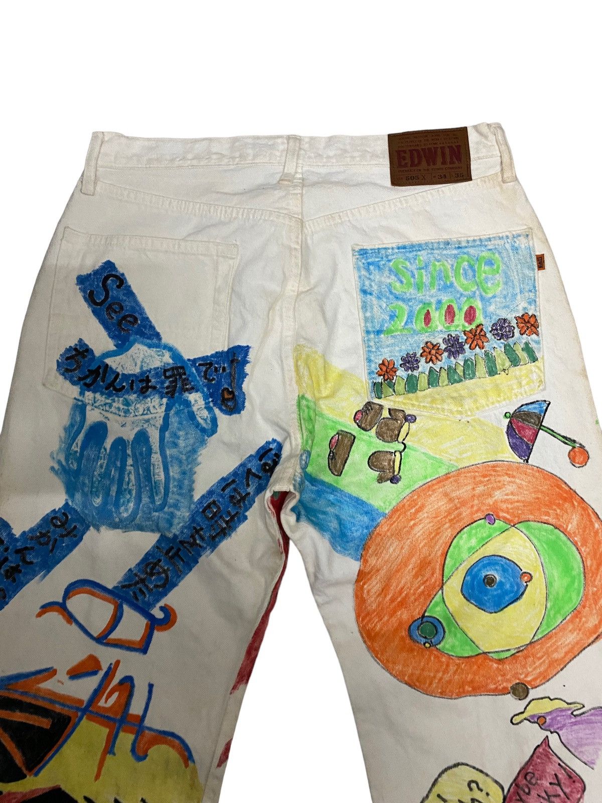 Edwin × Japanese Brand × Vintage Offer‼️Vintage Edwin Selvedge Art Design Distress Denim Jeans Size US 33 - 4 Thumbnail