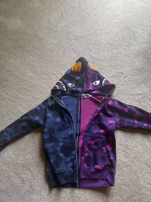 Purple blue bape discount hoodie