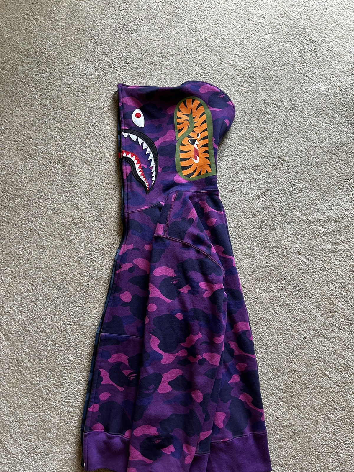 Bape A Bathing Ape: Purple/Blue Split Camo Shark Full Zip Hoodie Size US M / EU 48-50 / 2 - 3 Thumbnail