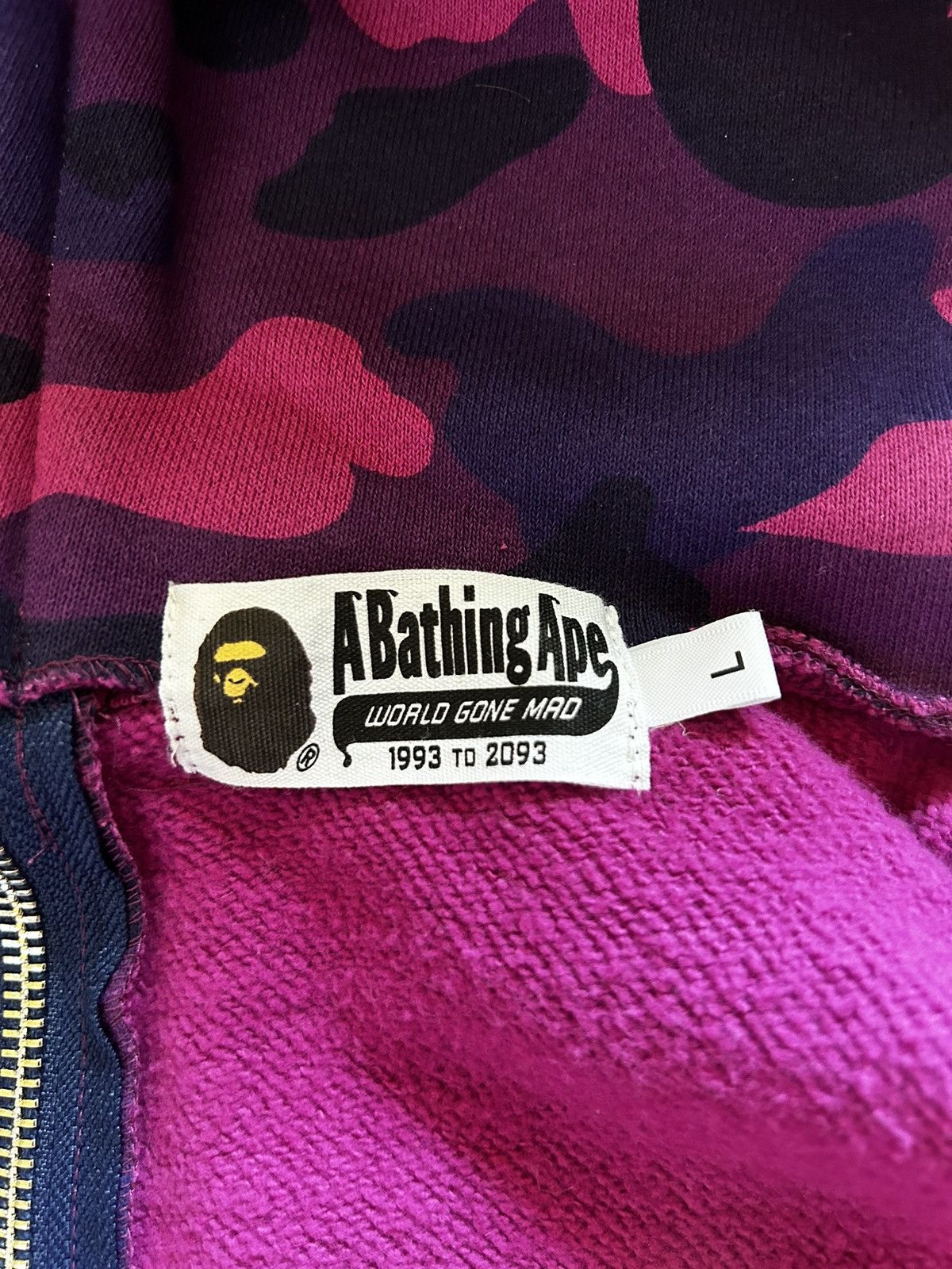 Bape A Bathing Ape: Purple/Blue Split Camo Shark Full Zip Hoodie Size US M / EU 48-50 / 2 - 8 Thumbnail