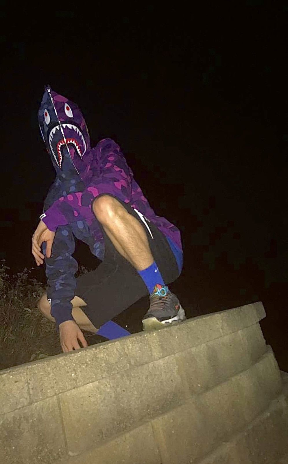 Bape A Bathing Ape: Purple/Blue Split Camo Shark Full Zip Hoodie Size US M / EU 48-50 / 2 - 18 Thumbnail