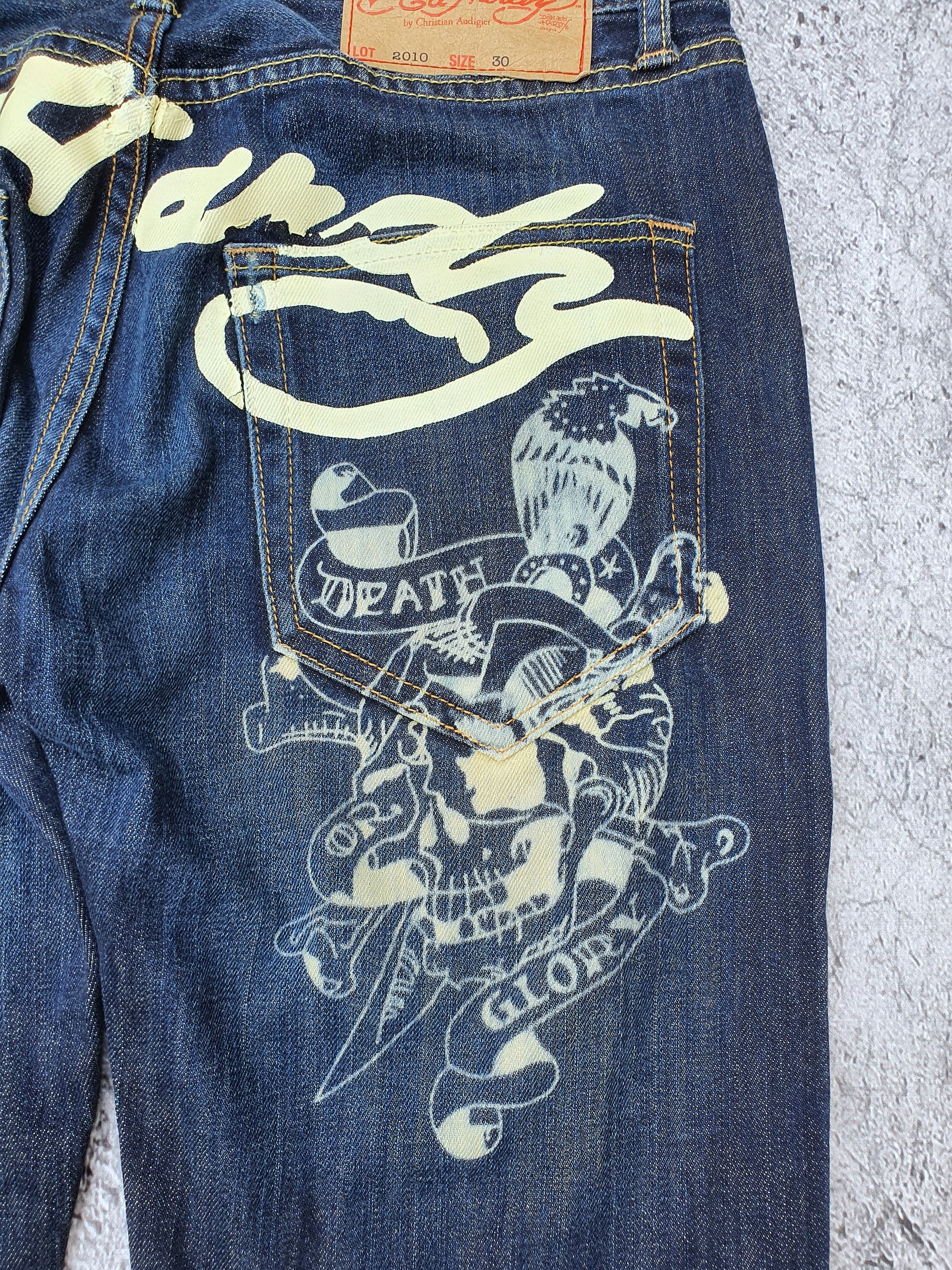 Christian Audigier Y2k Ed Hardy back spellout big logo distressed denim Size US 30 / EU 46 - 5 Thumbnail