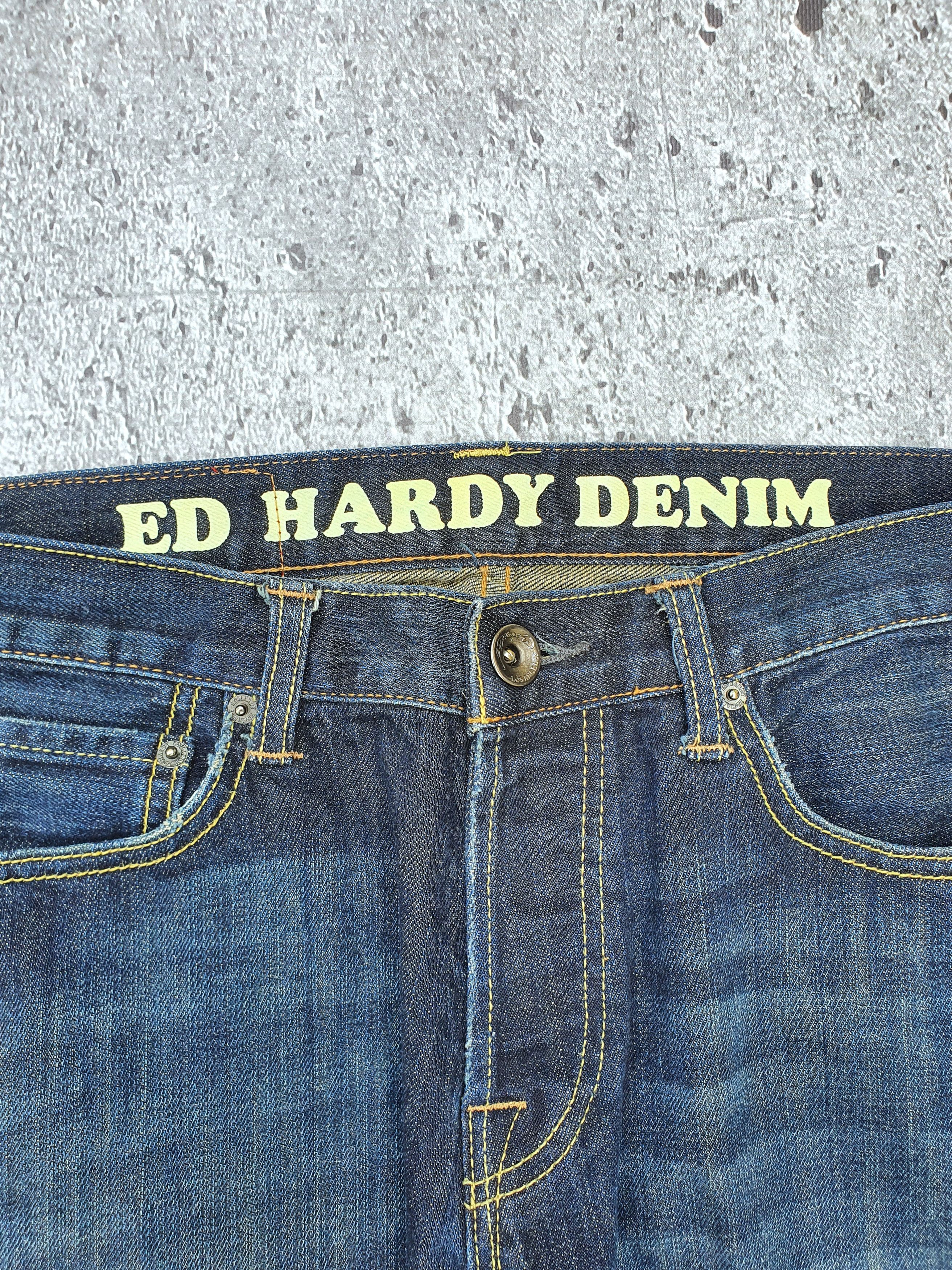 Christian Audigier Y2k Ed Hardy back spellout big logo distressed denim Size US 30 / EU 46 - 6 Thumbnail