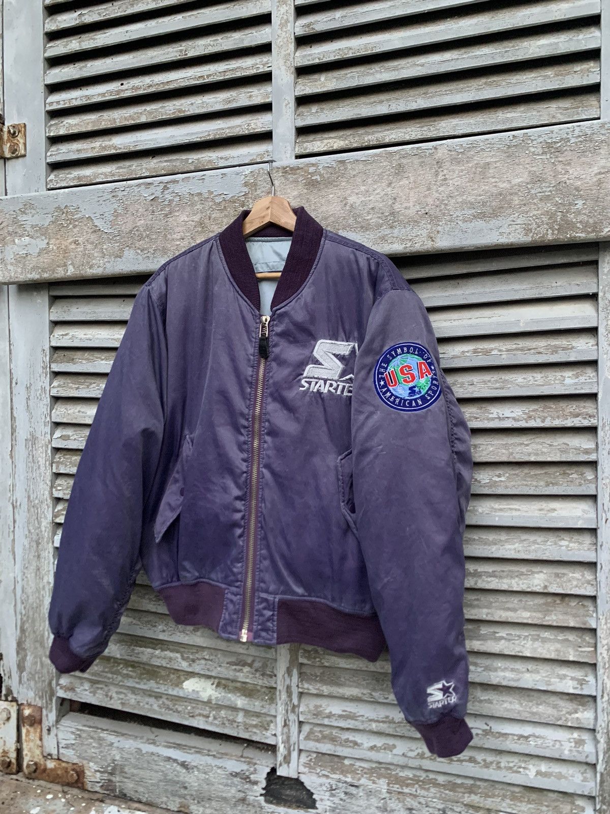 Vintage 🪖Vintage Sun Faded STARTER AMERICAN SPORT Bomber Jacket Size US L / EU 52-54 / 3 - 2 Thumbnail