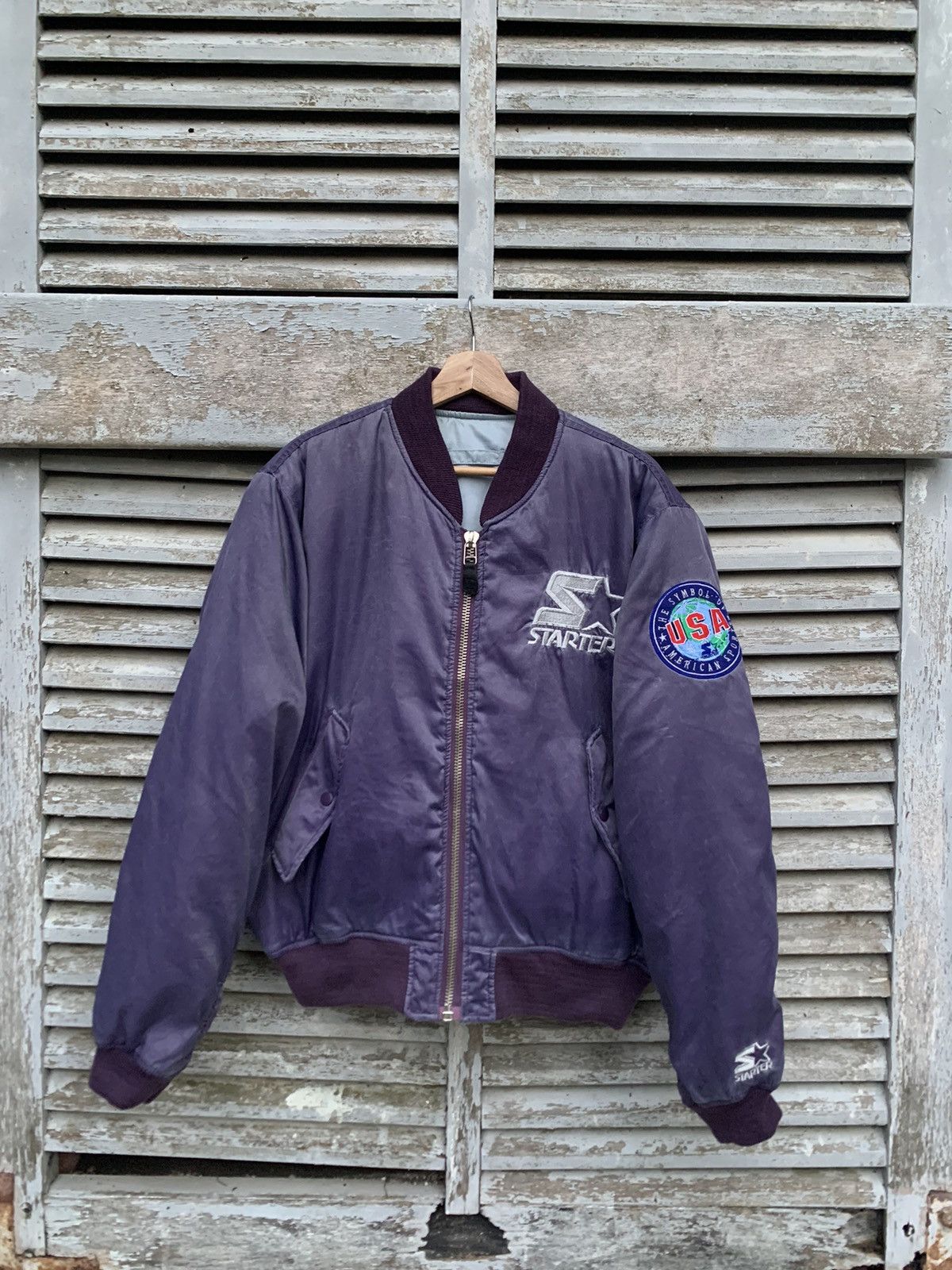 Vintage 🪖Vintage Sun Faded STARTER AMERICAN SPORT Bomber Jacket Size US L / EU 52-54 / 3 - 4 Thumbnail