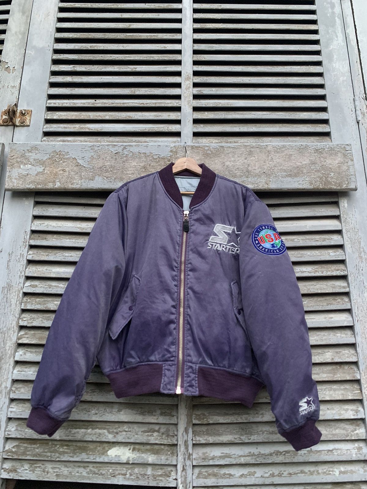 Vintage 🪖Vintage Sun Faded STARTER AMERICAN SPORT Bomber Jacket Size US L / EU 52-54 / 3 - 6 Thumbnail
