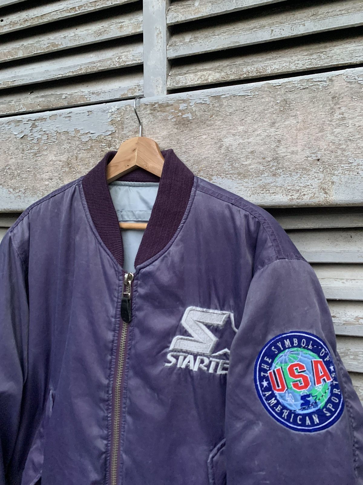 Vintage 🪖Vintage Sun Faded STARTER AMERICAN SPORT Bomber Jacket Size US L / EU 52-54 / 3 - 7 Thumbnail