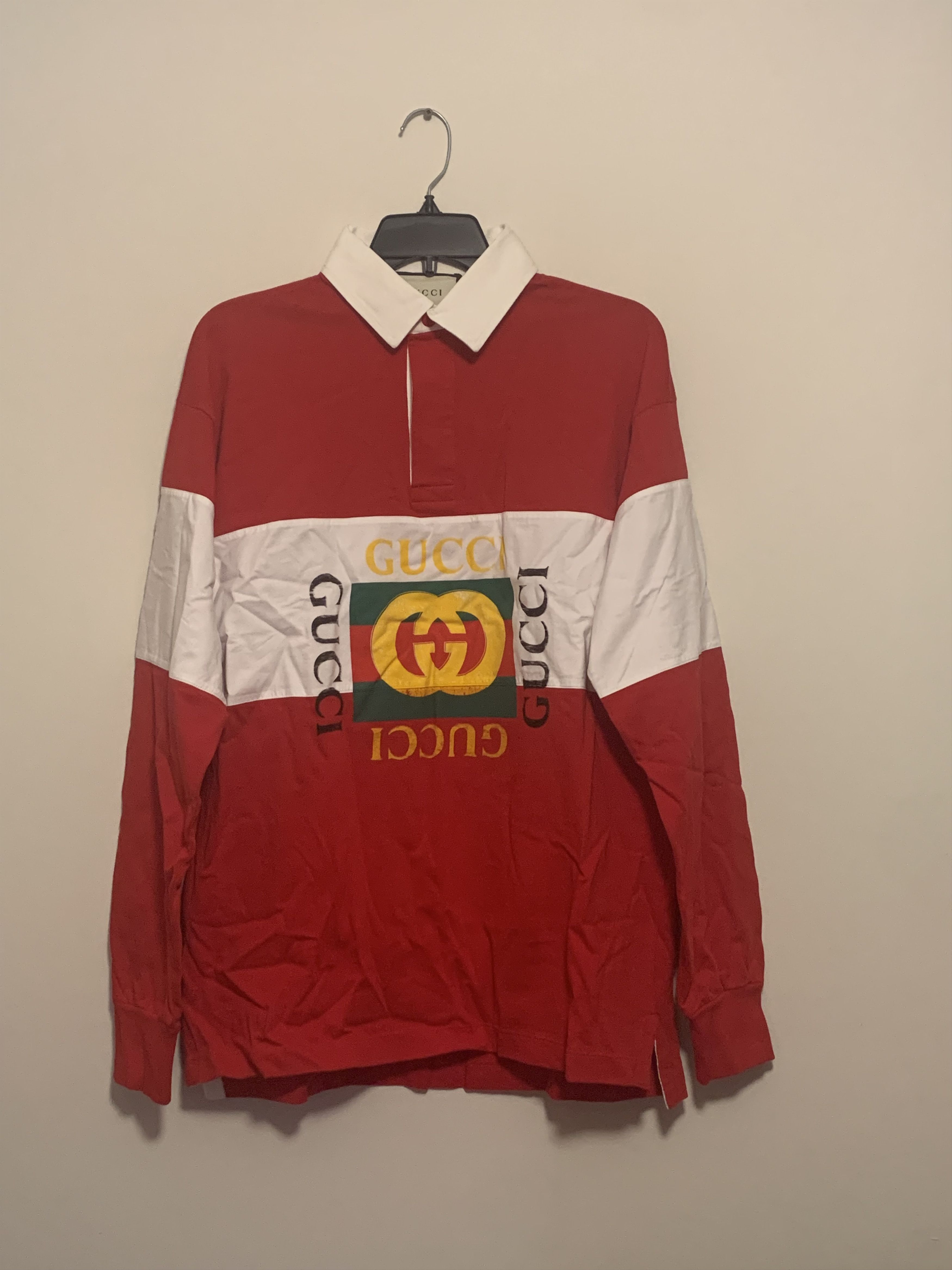 Red gucci long sleeve shirt online