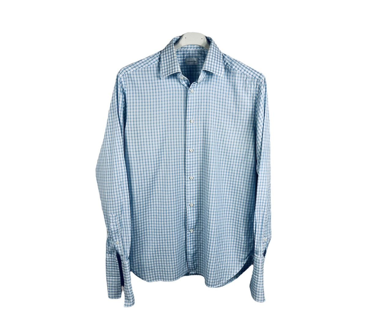 Ermenegildo Zegna checkered shirt regular fit 39 with cuffs