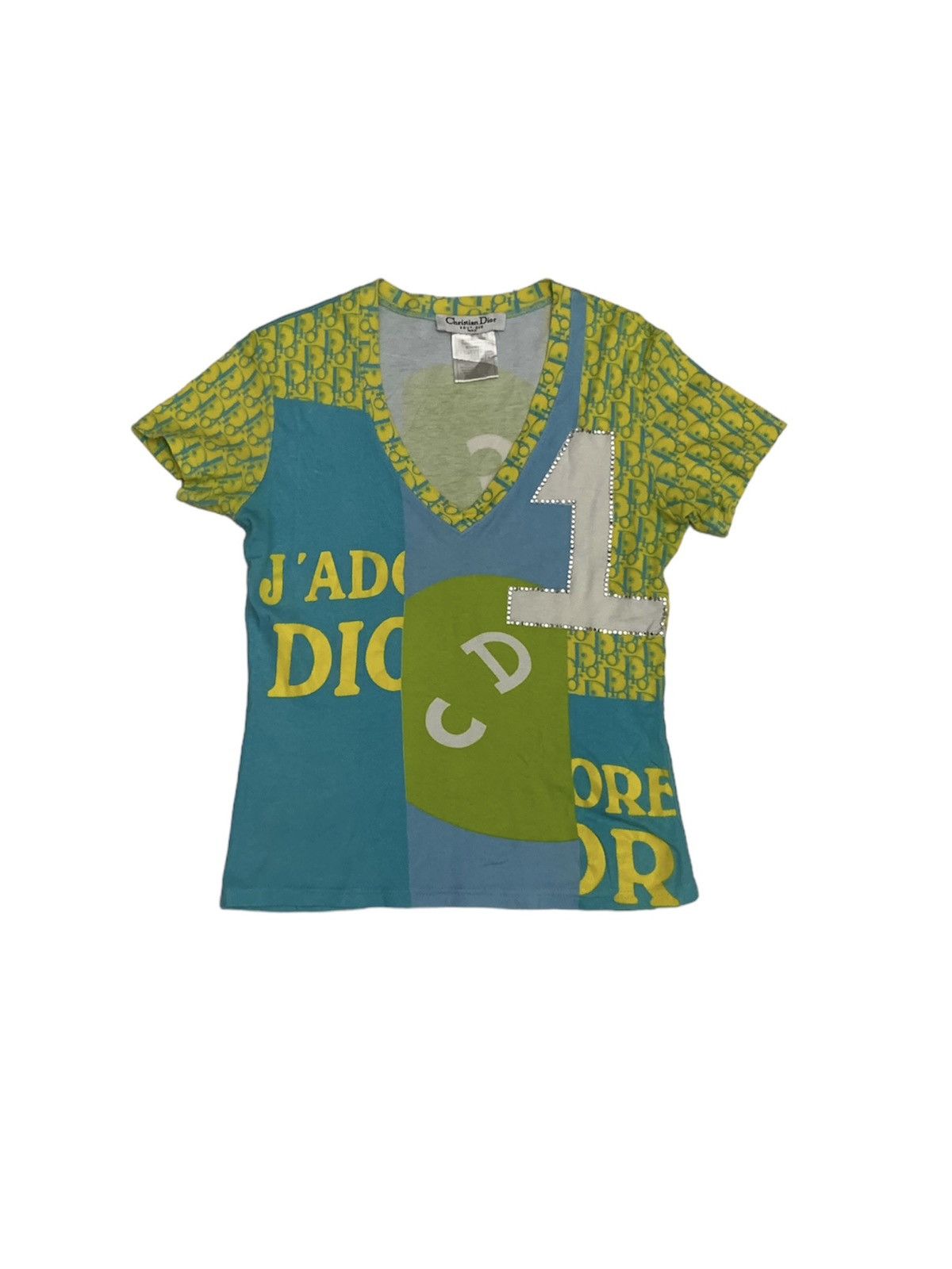 クリスチャンディオール ガリアーノ期 トロッター スワロフスキー Tシャツ　水色 Dior × John Galliano × Vintage CHRISTIAN DIOR SS05 Trotter