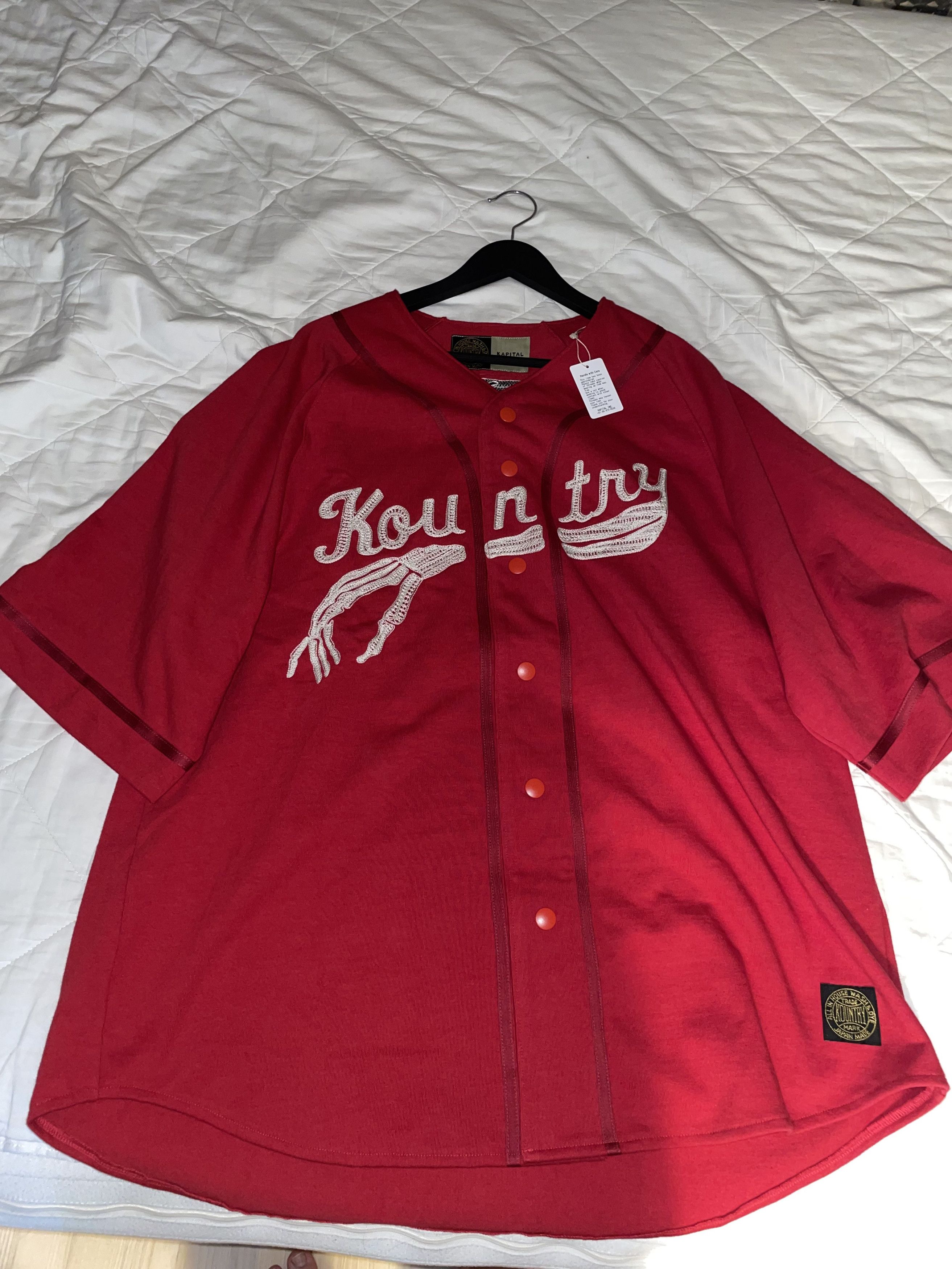 Kapital 16/-Densed Jersey Baseball Shirt (BONE), Black