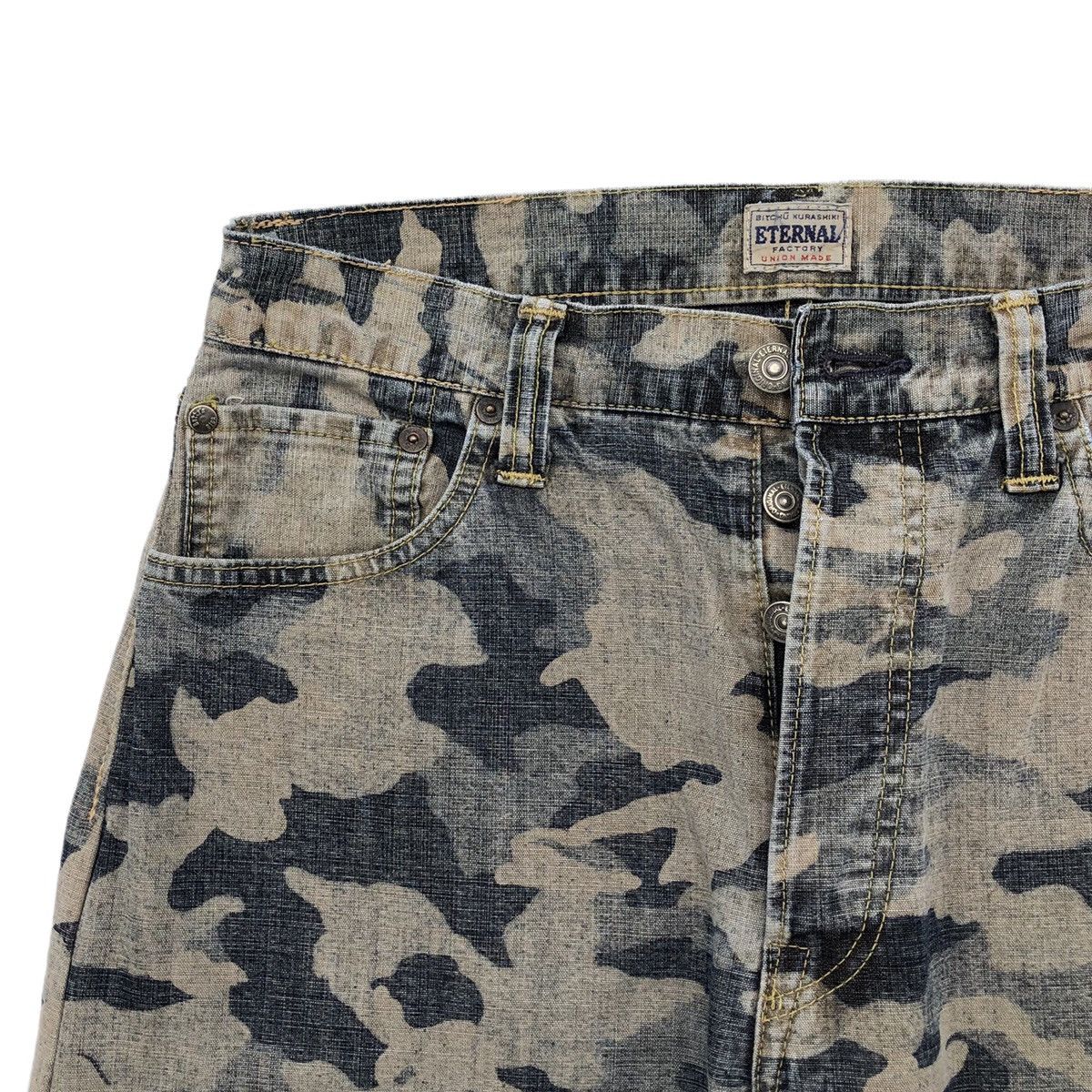 Eternal 🔥Kojima Kurashiki Eternal Distressed Camo-Print Jeans Size US 30 / EU 46 - 5 Thumbnail