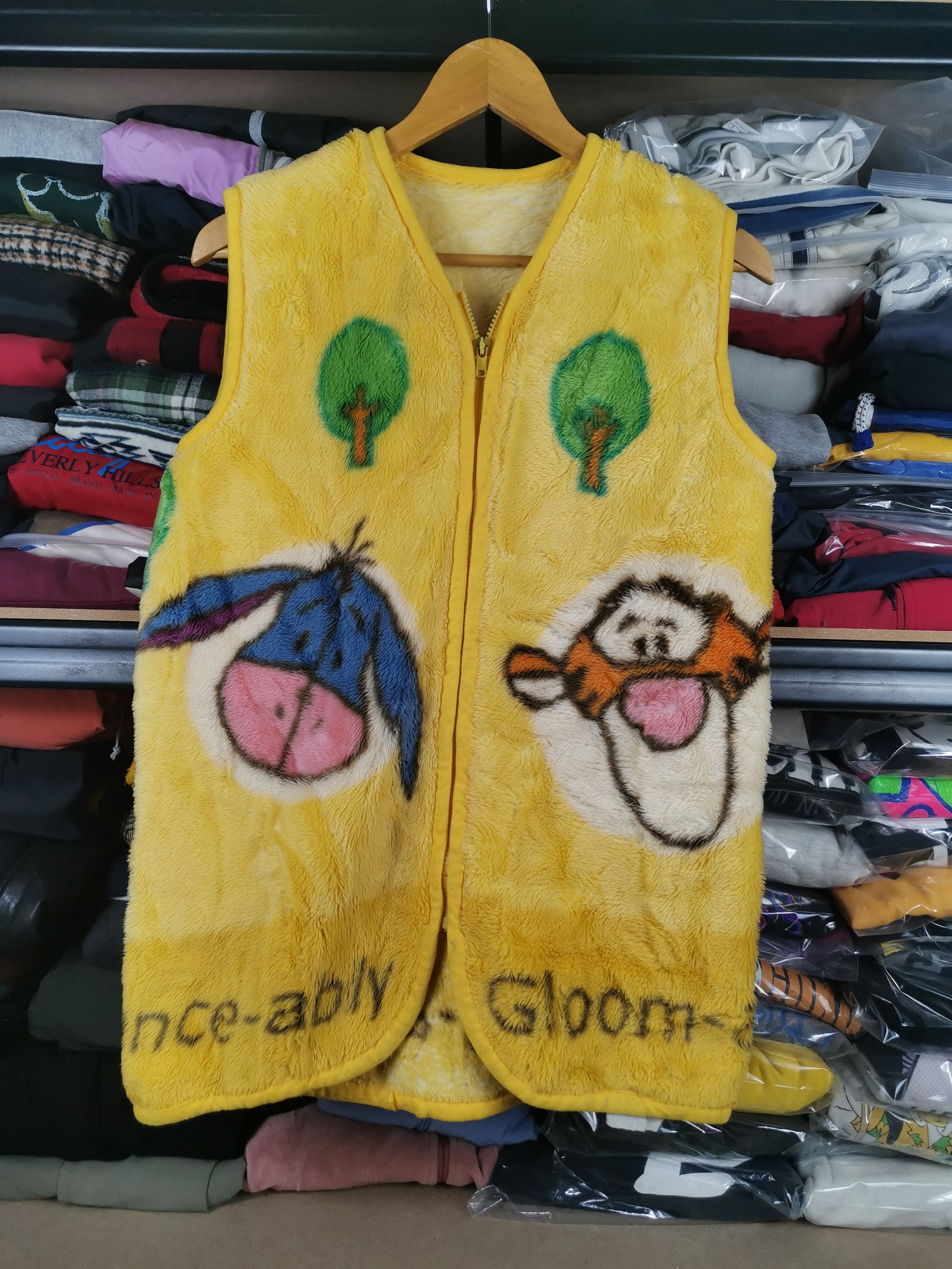 image of Cartoon Network x Vintage 90's Winnie The Pooh Fleece Vest in Yellow (Size Medium)