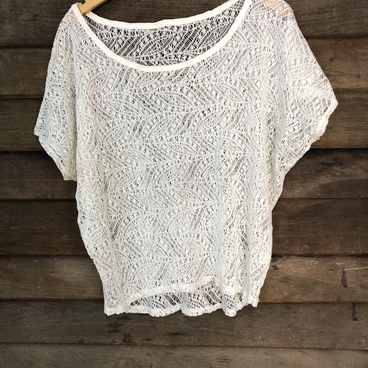 Homespun Knitwear Japanese Mesh Net Crochet White Knitwear #7193 Size M / US 6-8 / IT 42-44 - 3 Thumbnail