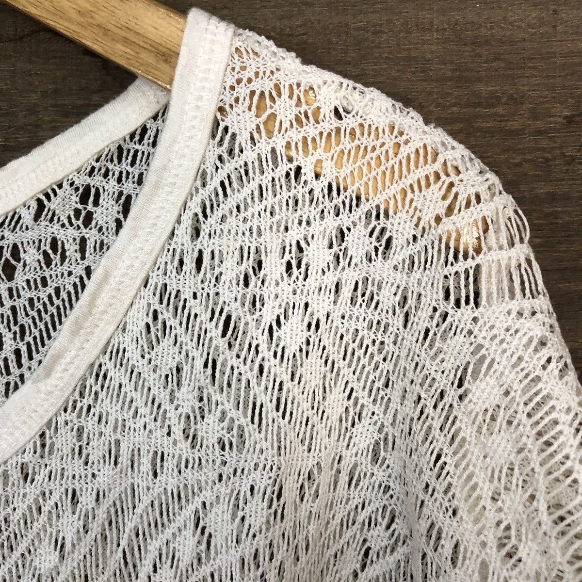 Homespun Knitwear Japanese Mesh Net Crochet White Knitwear #7193 Size M / US 6-8 / IT 42-44 - 6 Thumbnail