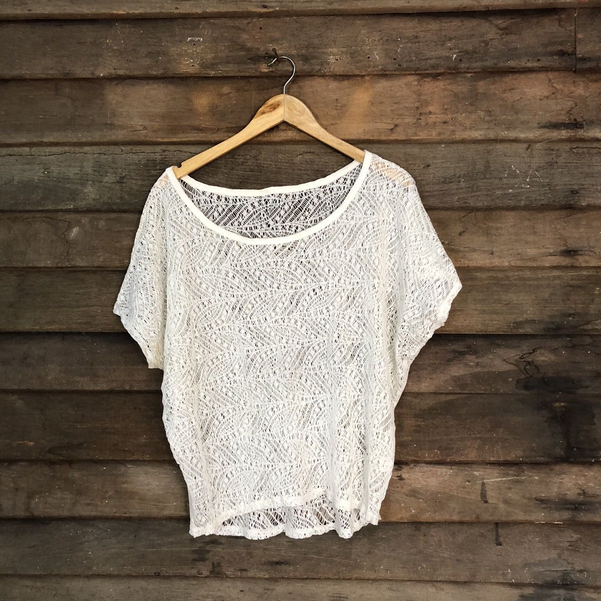 Homespun Knitwear Japanese Mesh Net Crochet White Knitwear #7193 Size M / US 6-8 / IT 42-44 - 1 Thumbnail