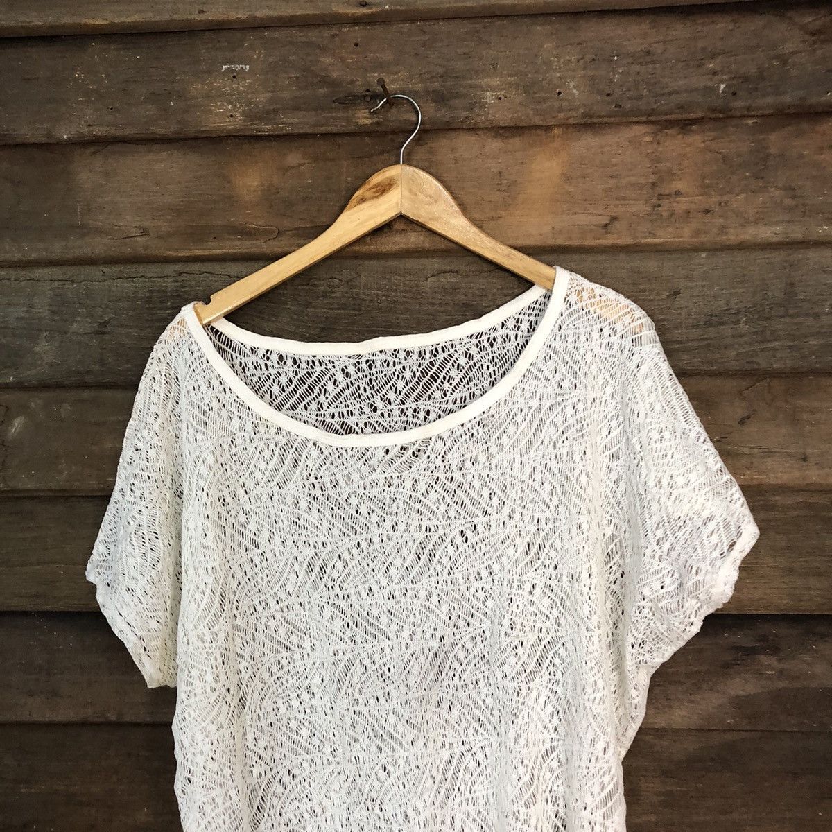 Homespun Knitwear Japanese Mesh Net Crochet White Knitwear #7193 Size M / US 6-8 / IT 42-44 - 2 Thumbnail