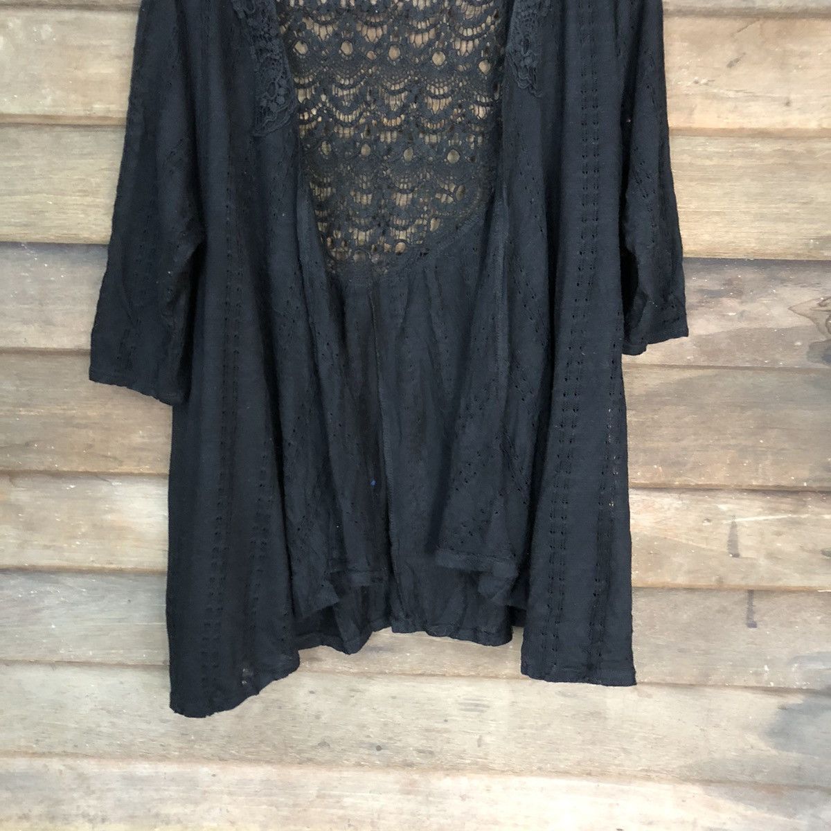 Japanese Brand Ms Bella D Mesh Net Crochet Knitwear Cardigan #7199 Size M / US 6-8 / IT 42-44 - 3 Thumbnail