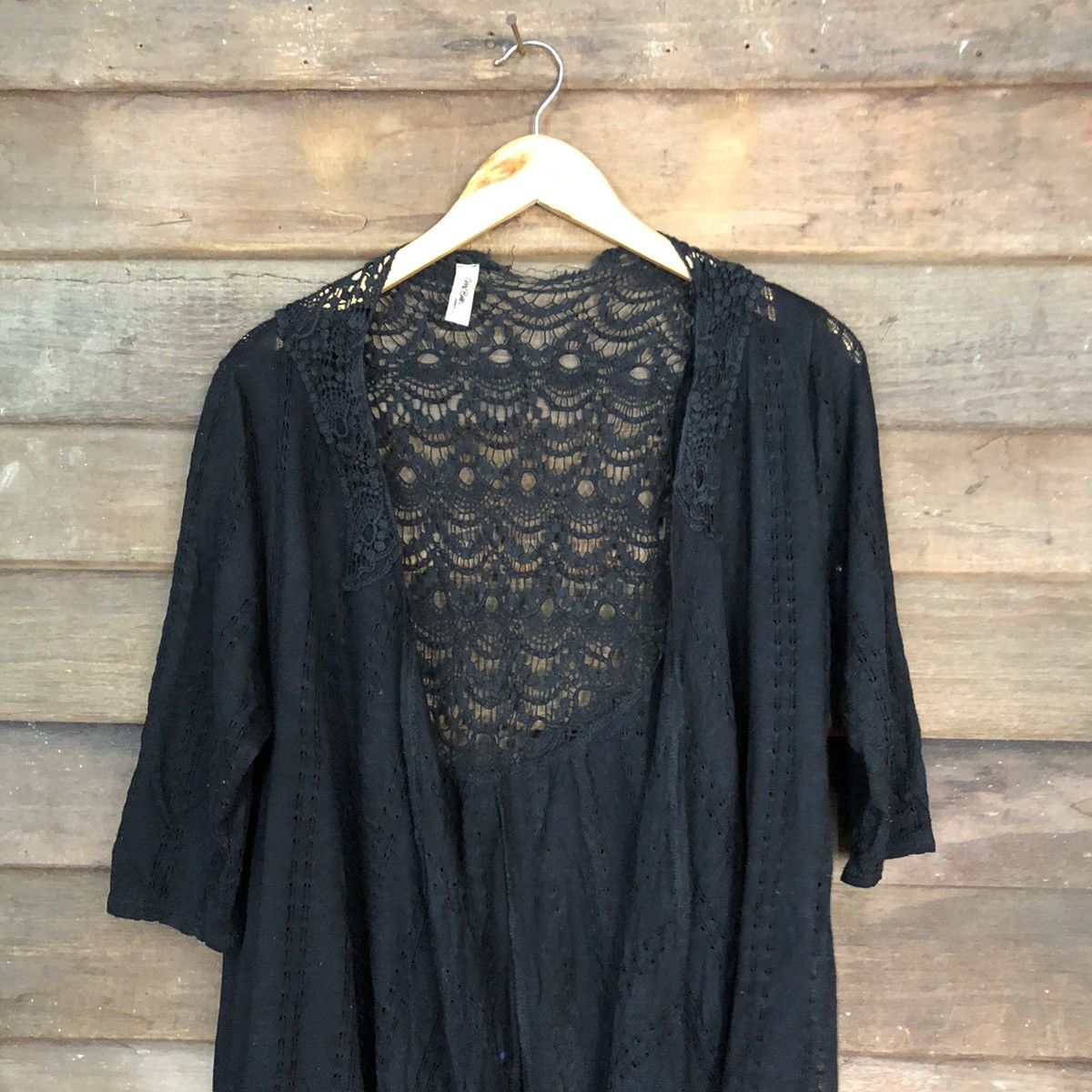 Japanese Brand Ms Bella D Mesh Net Crochet Knitwear Cardigan #7199 Size M / US 6-8 / IT 42-44 - 2 Thumbnail