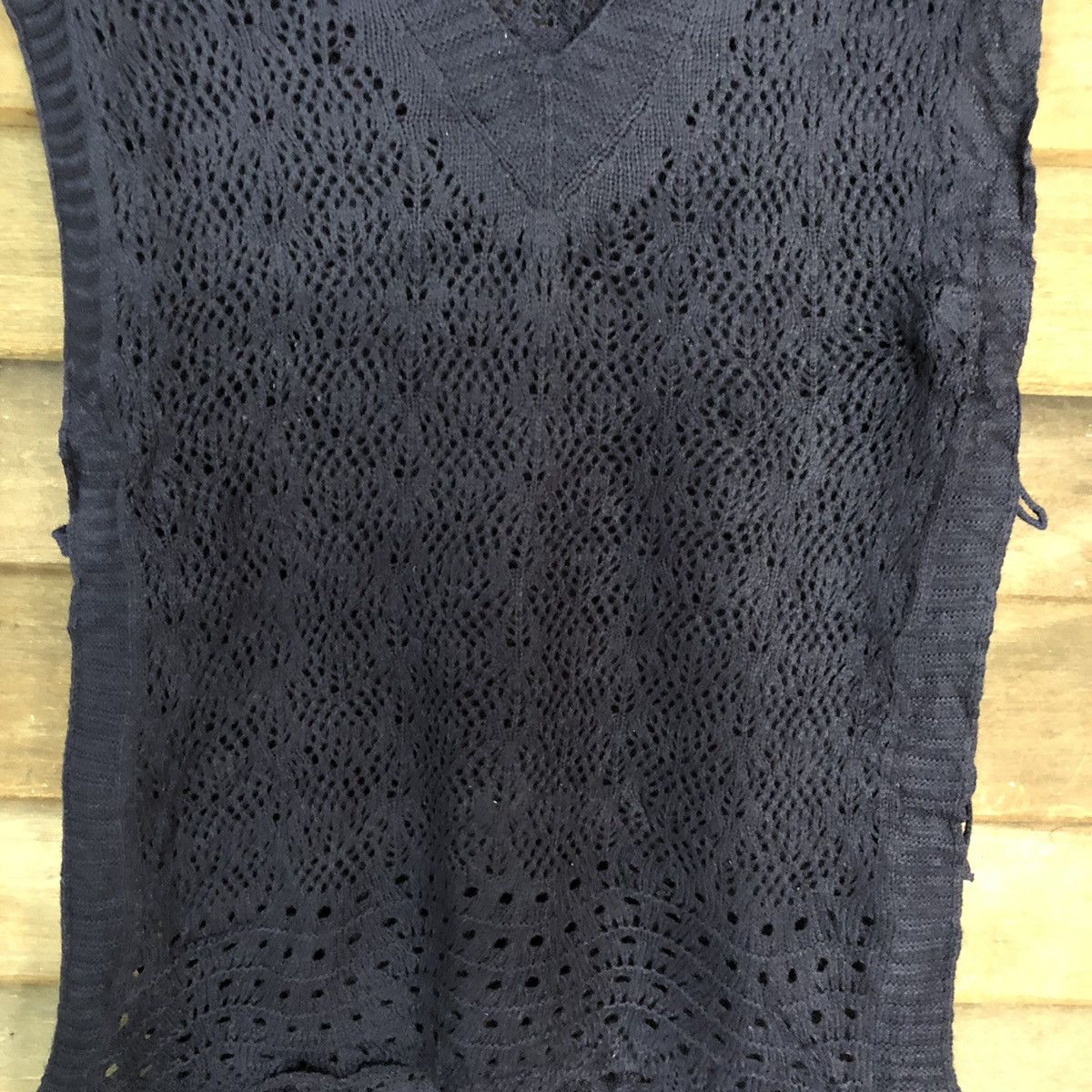 Vintage Japan Mesh Net Crochet Dark Blue Knitwear #7202 Size M / US 6-8 / IT 42-44 - 5 Thumbnail