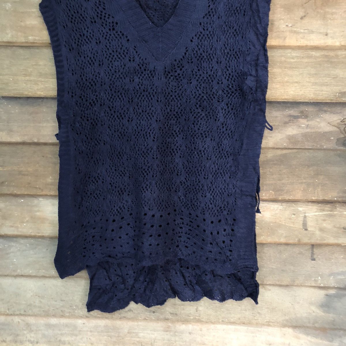 Vintage Japan Mesh Net Crochet Dark Blue Knitwear #7202 Size M / US 6-8 / IT 42-44 - 3 Thumbnail