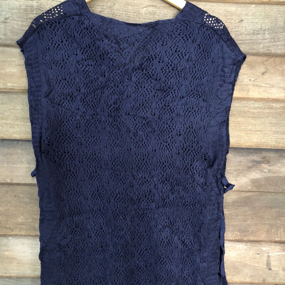 Vintage Japan Mesh Net Crochet Dark Blue Knitwear #7202 Size M / US 6-8 / IT 42-44 - 8 Thumbnail