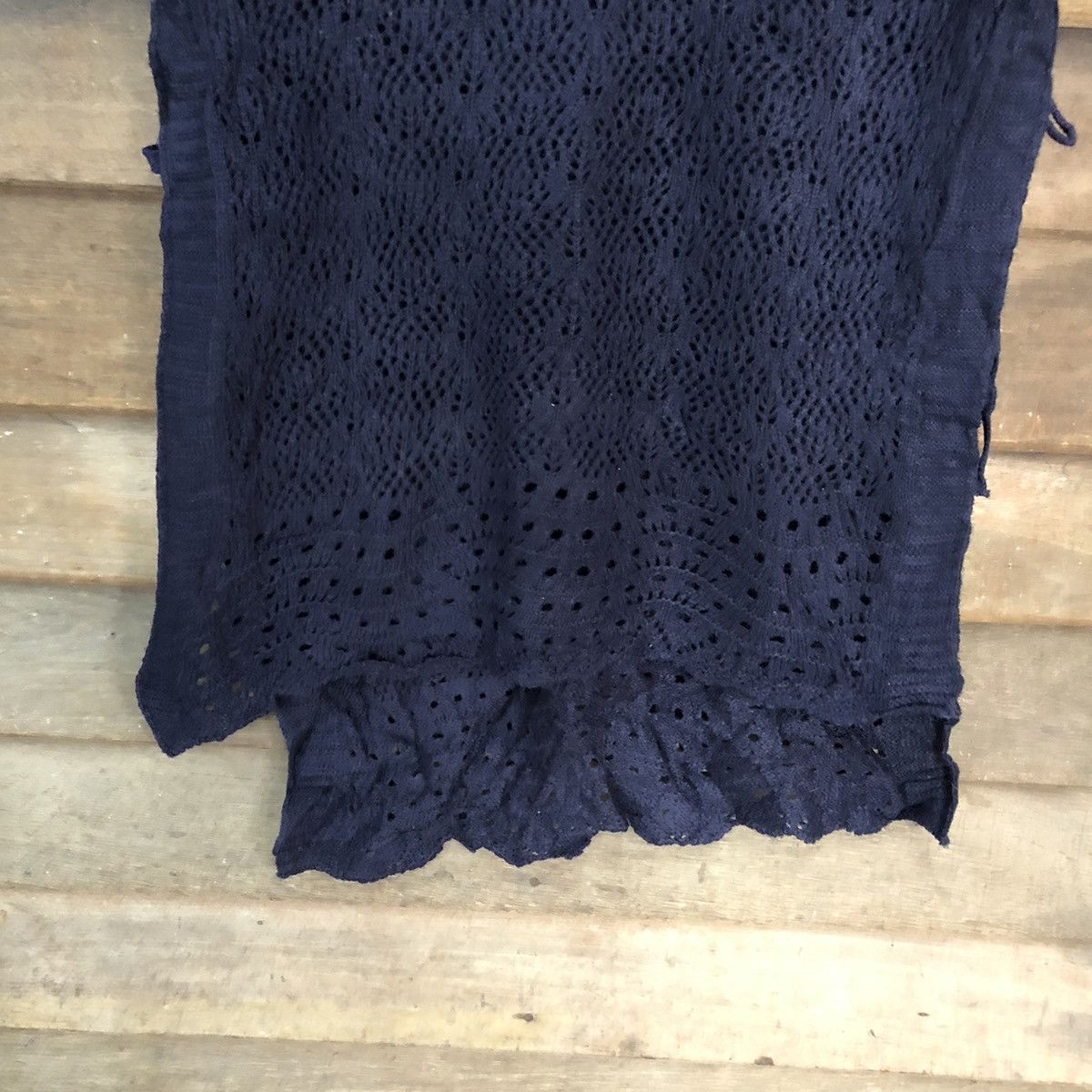 Vintage Japan Mesh Net Crochet Dark Blue Knitwear #7202 Size M / US 6-8 / IT 42-44 - 6 Thumbnail
