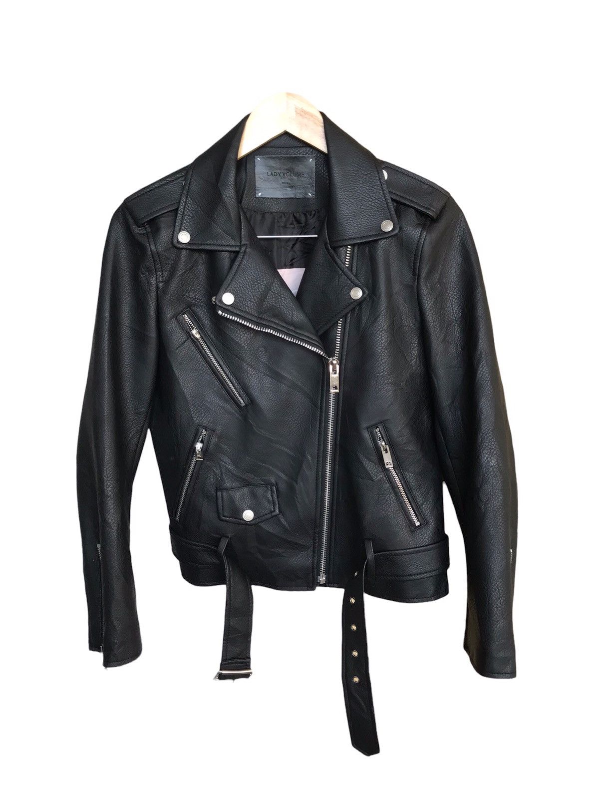 image of Seditionaries Nicekorean Brands Lady Volume Faux Leather Jacket Women in Black (Size Medium)