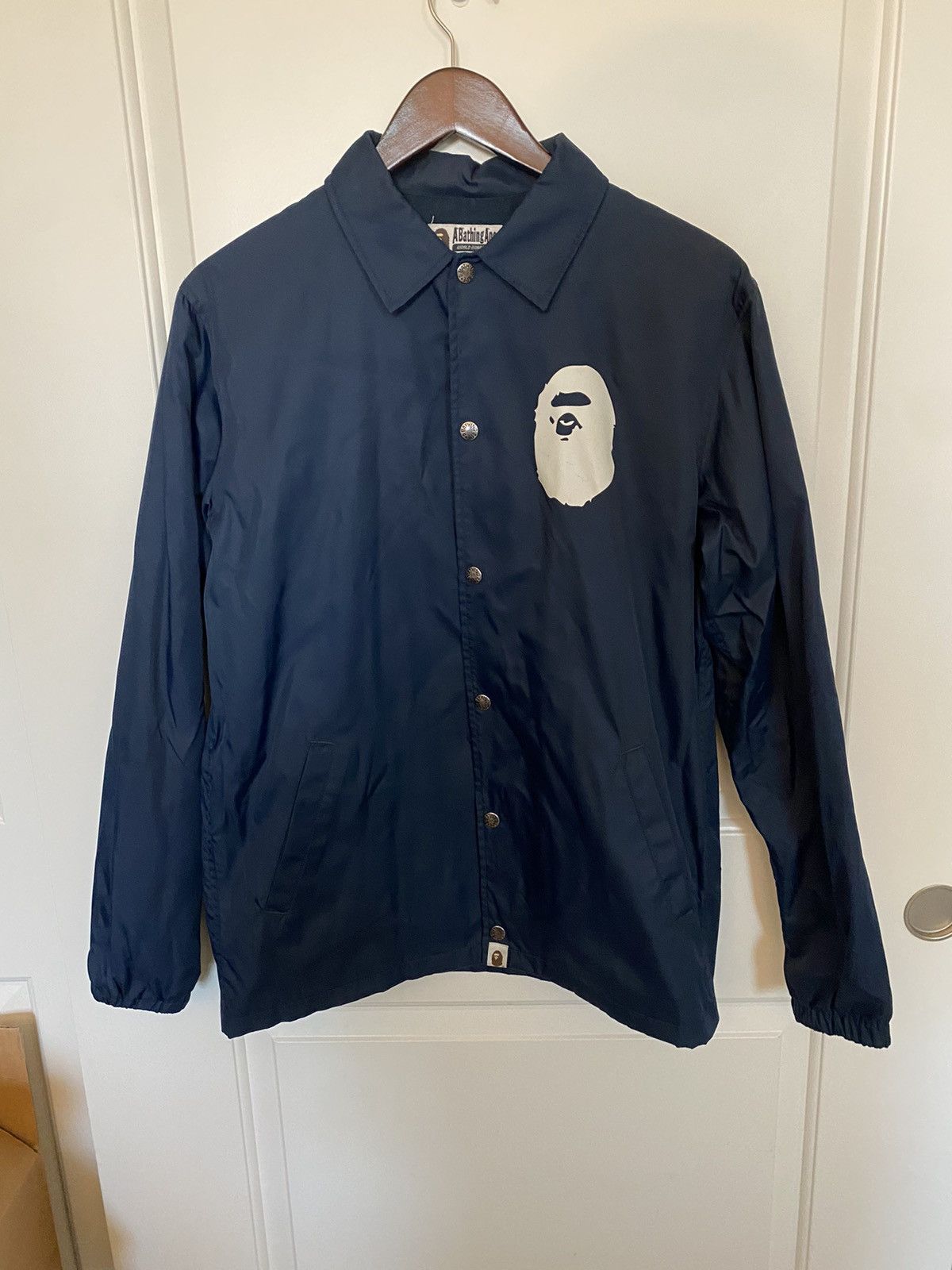 image of Bape Ape Head Coach Jacket in Navy, Men's (Size Small)