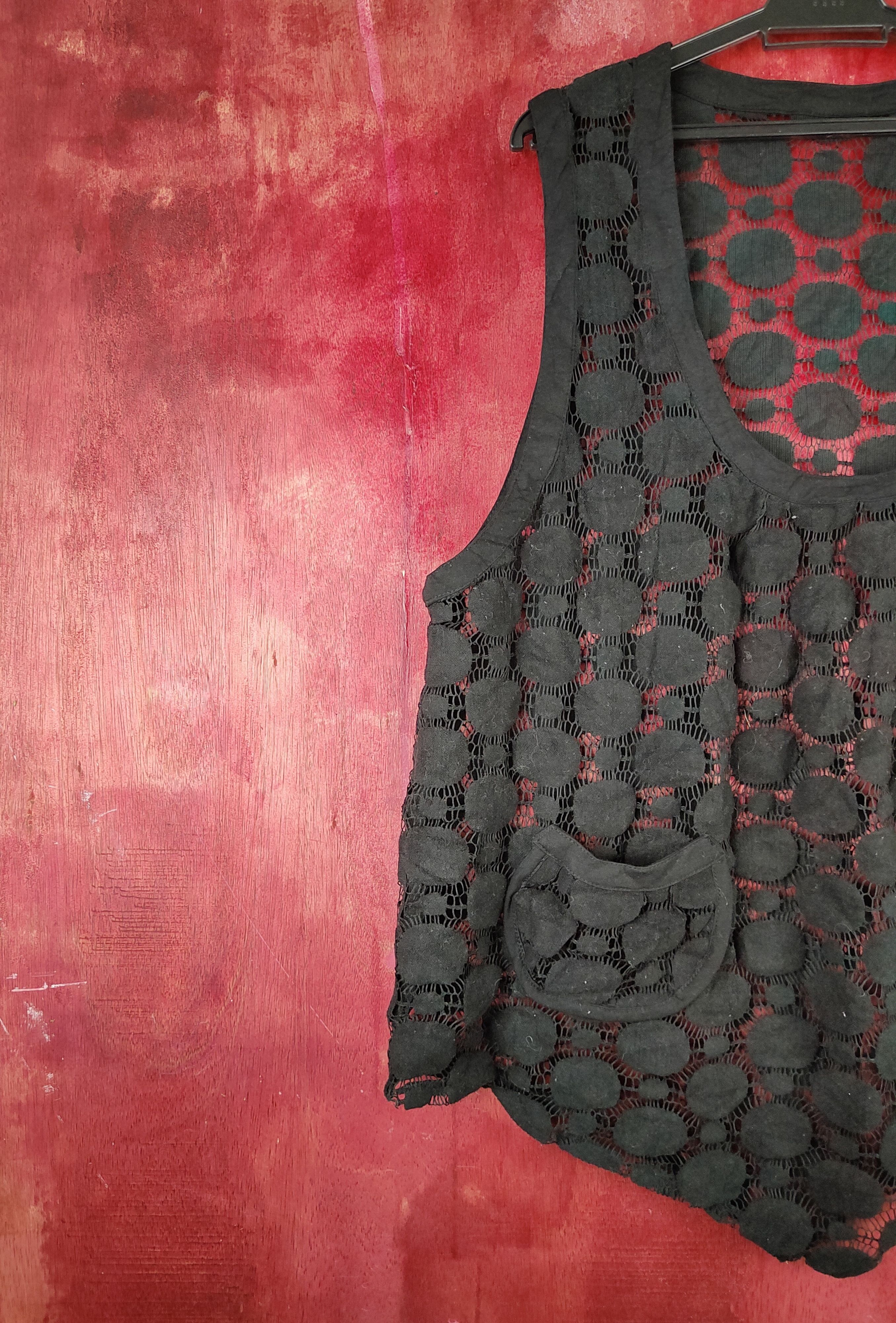 Hypebeast Japanese Brand Black Crochet Meshnet Tank Tops #S984 Size L / US 10 / IT 46 - 3 Thumbnail
