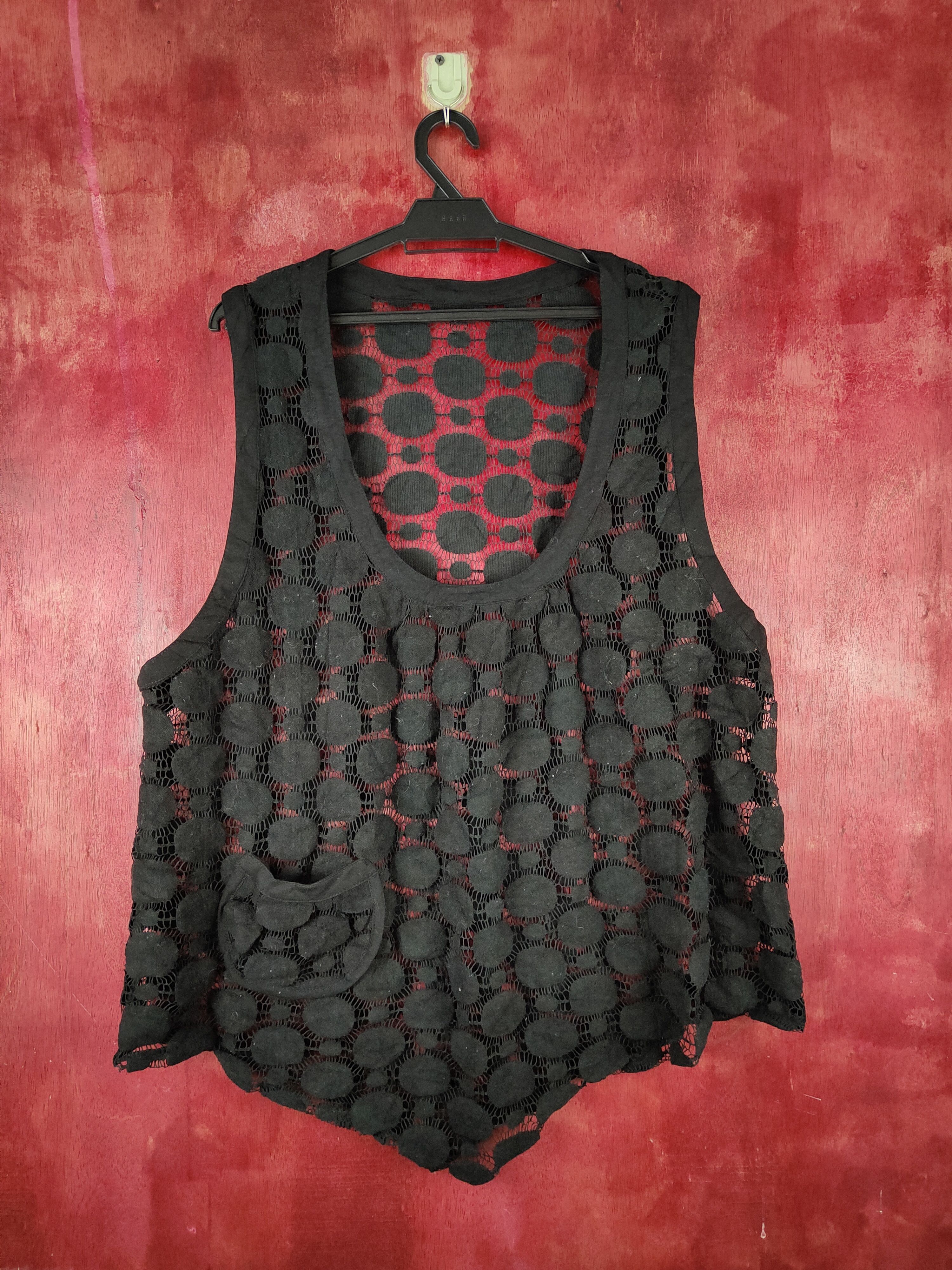 image of Hypebeast x Vintage Black Crochet Meshnet Tank Tops S984, Women's (Size Large)