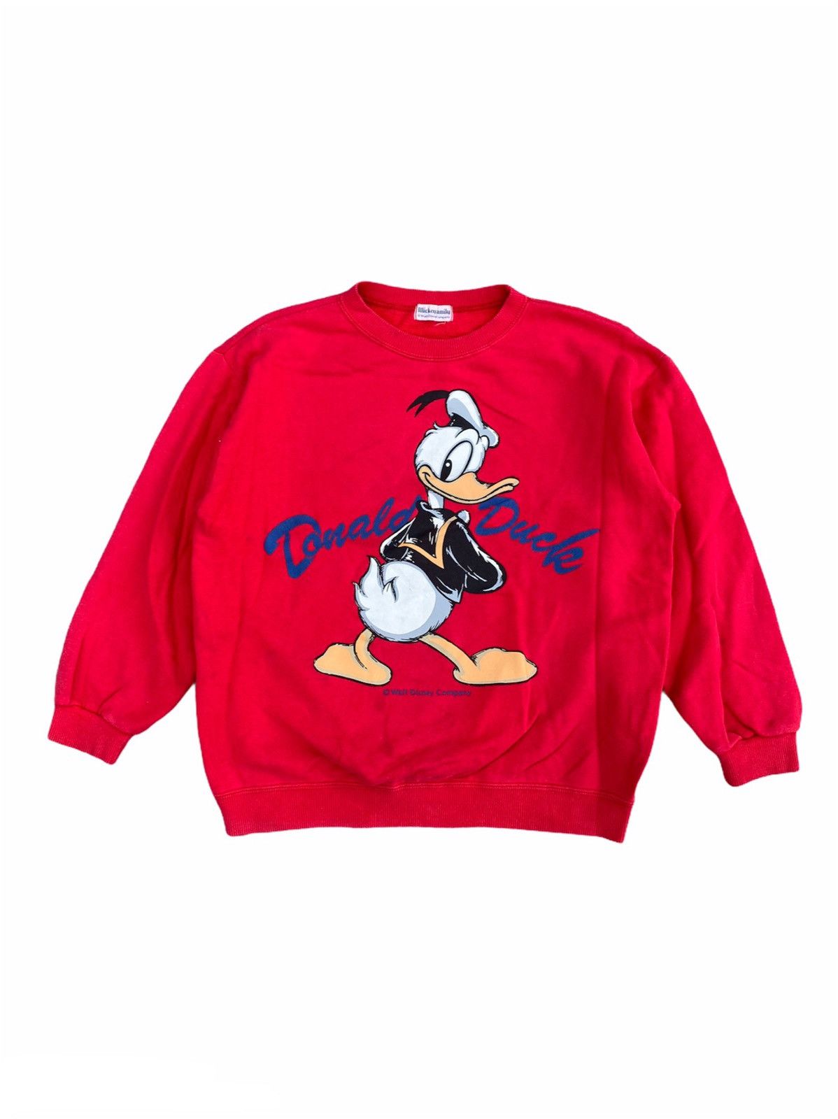 image of Cartoon Network x Disney Vintage Donald Duck Disney Crewneck in Red, Men's (Size XS)