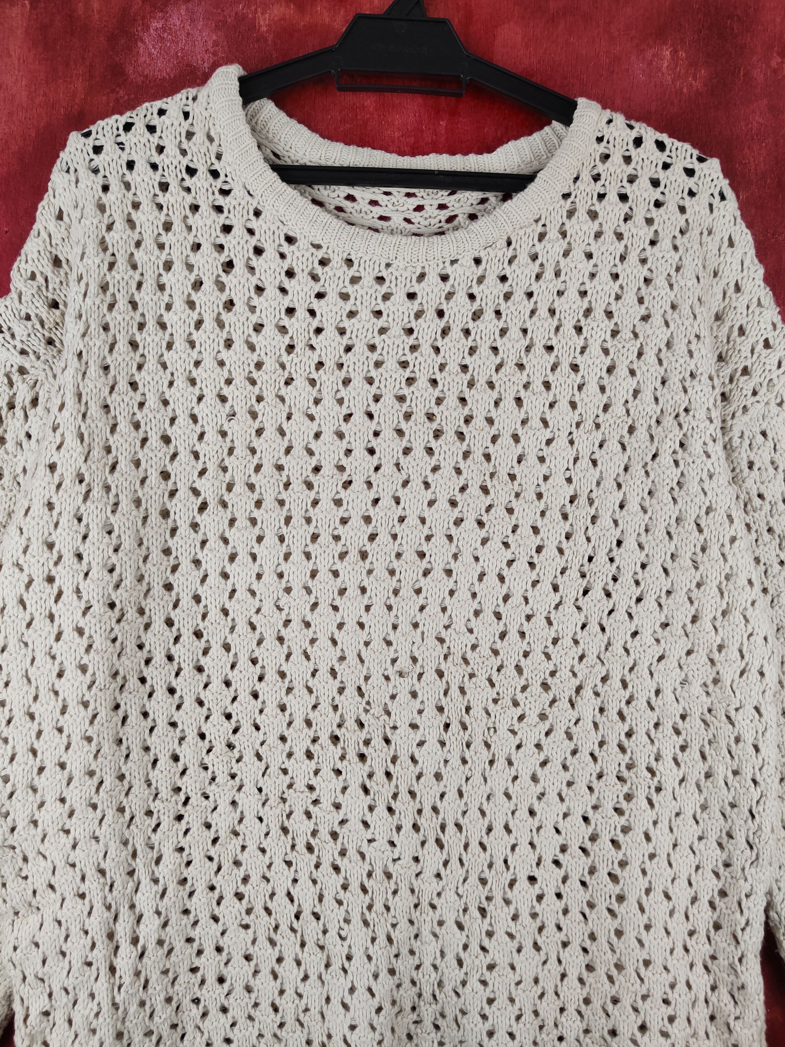 Japanese Brand Japanese Brand Beige Crochet Meshnet Knit Sweatshirt #S986 Size XL / US 12-14 / IT 48-50 - 2 Thumbnail