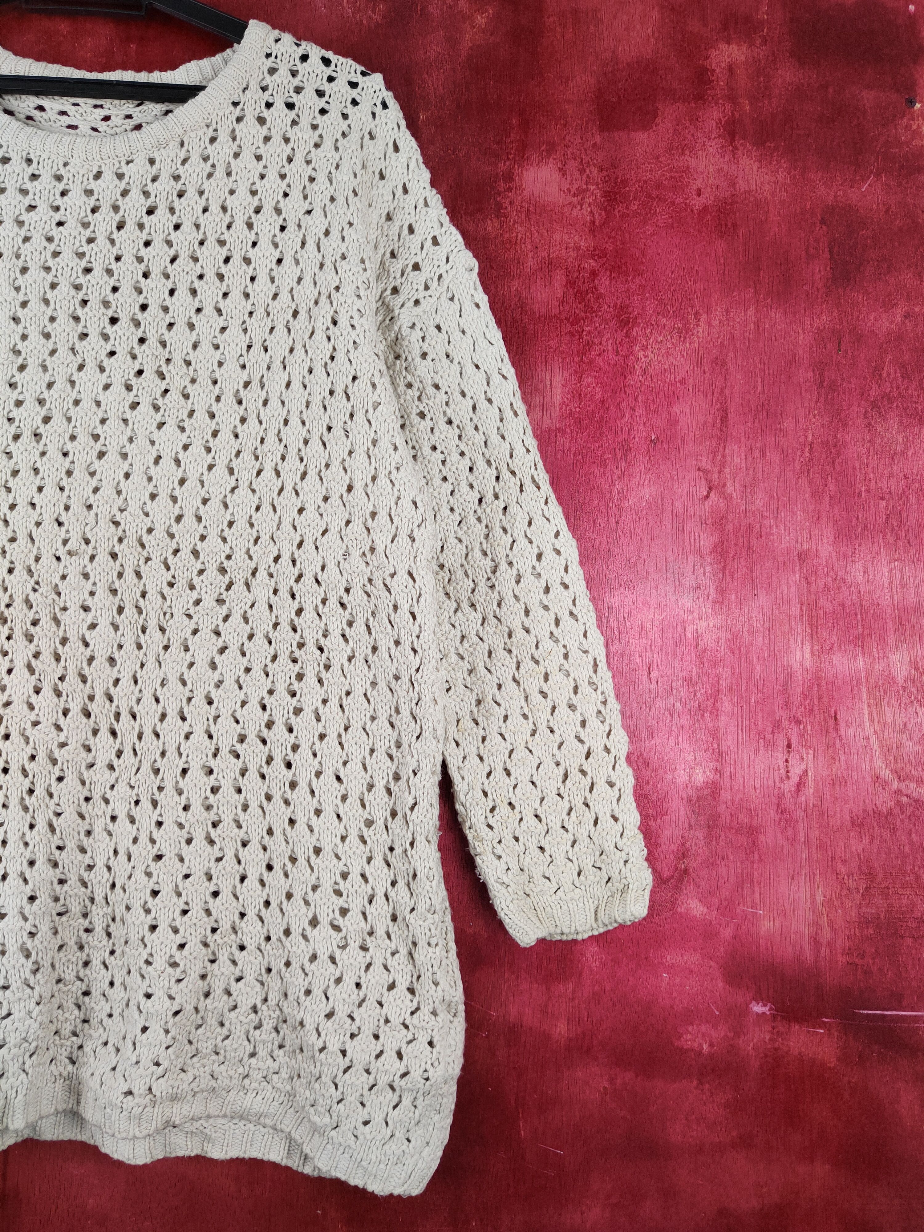Japanese Brand Japanese Brand Beige Crochet Meshnet Knit Sweatshirt #S986 Size XL / US 12-14 / IT 48-50 - 5 Thumbnail