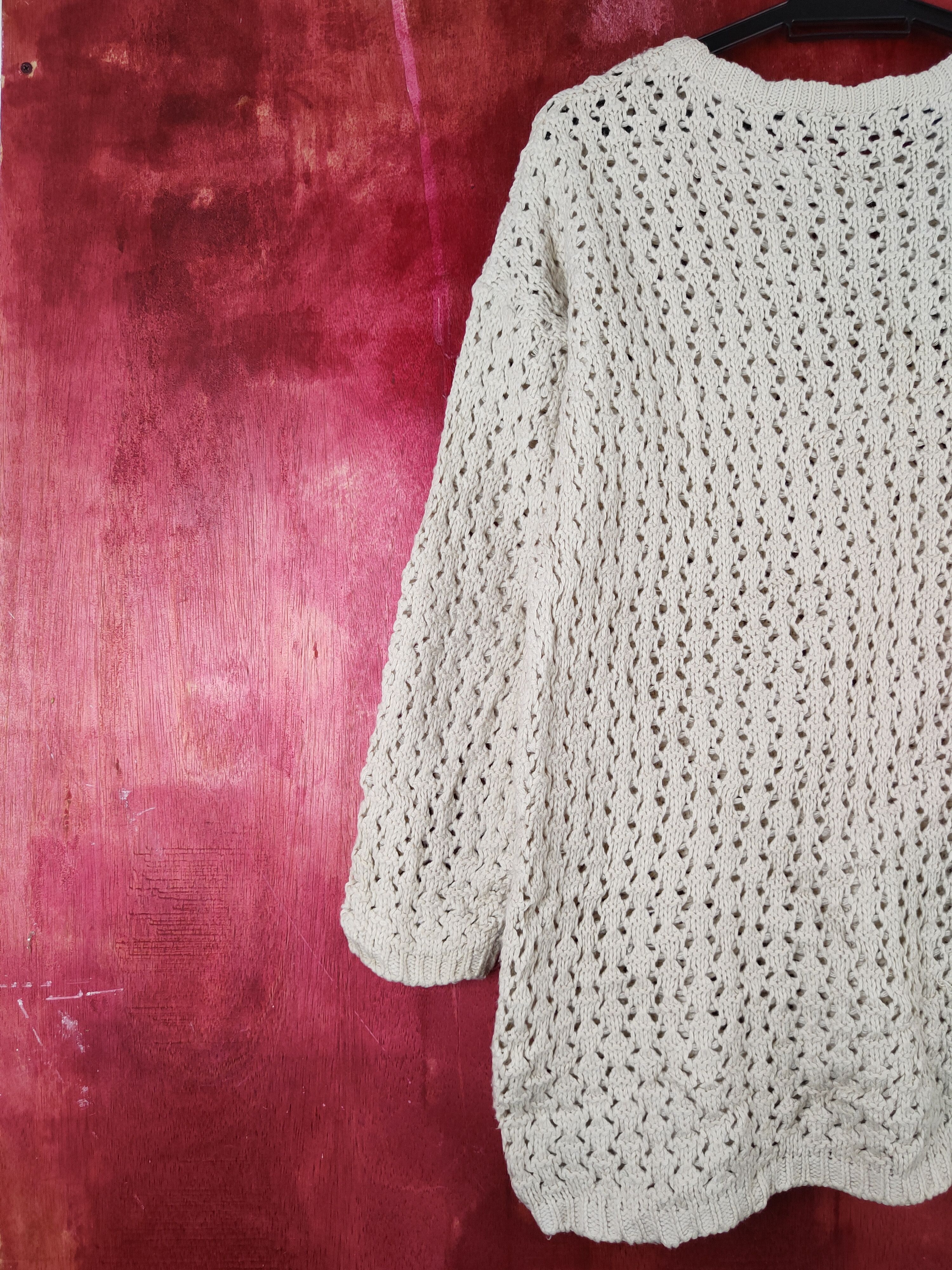 Japanese Brand Japanese Brand Beige Crochet Meshnet Knit Sweatshirt #S986 Size XL / US 12-14 / IT 48-50 - 8 Thumbnail