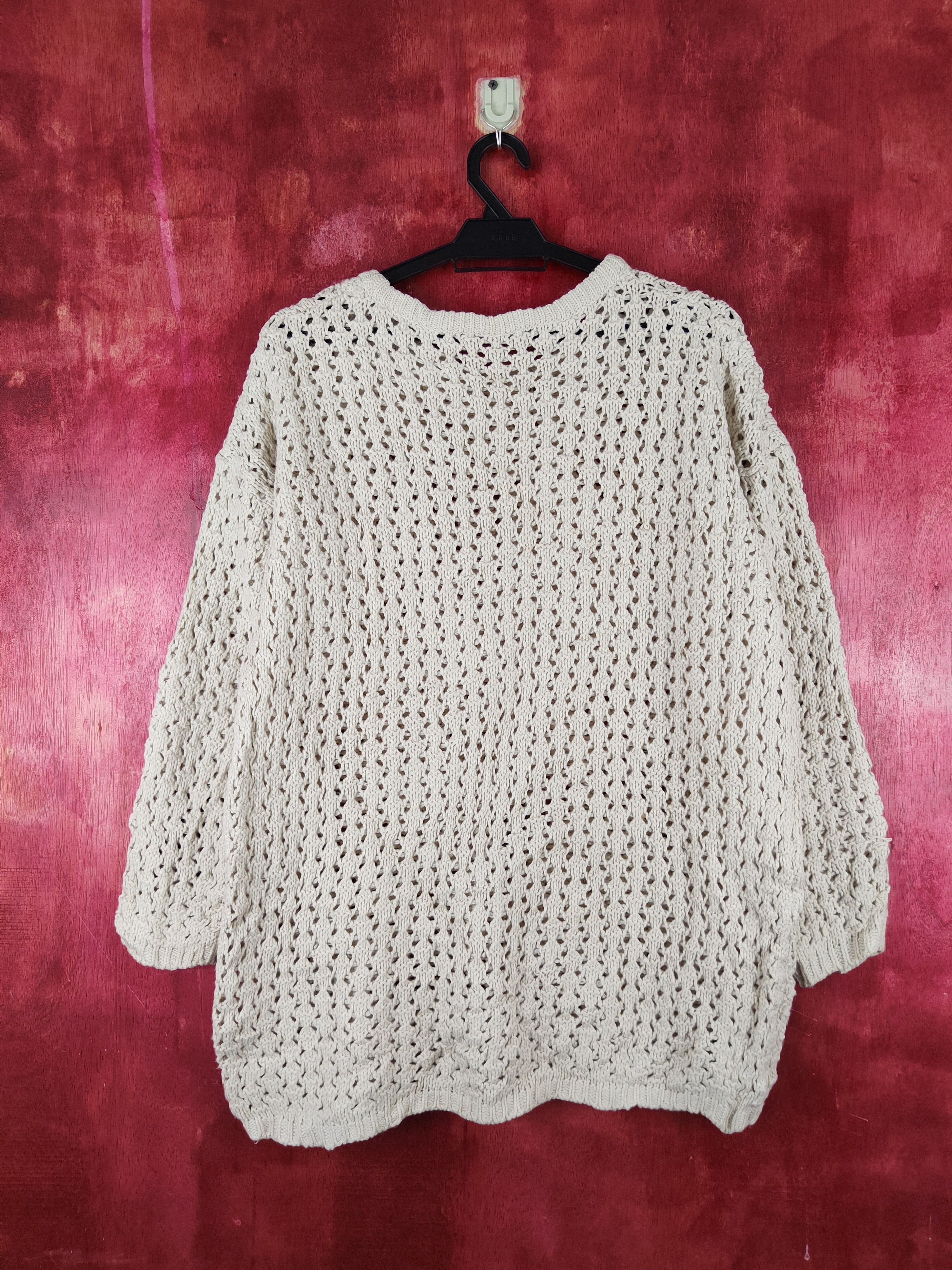 Japanese Brand Japanese Brand Beige Crochet Meshnet Knit Sweatshirt #S986 Size XL / US 12-14 / IT 48-50 - 7 Thumbnail