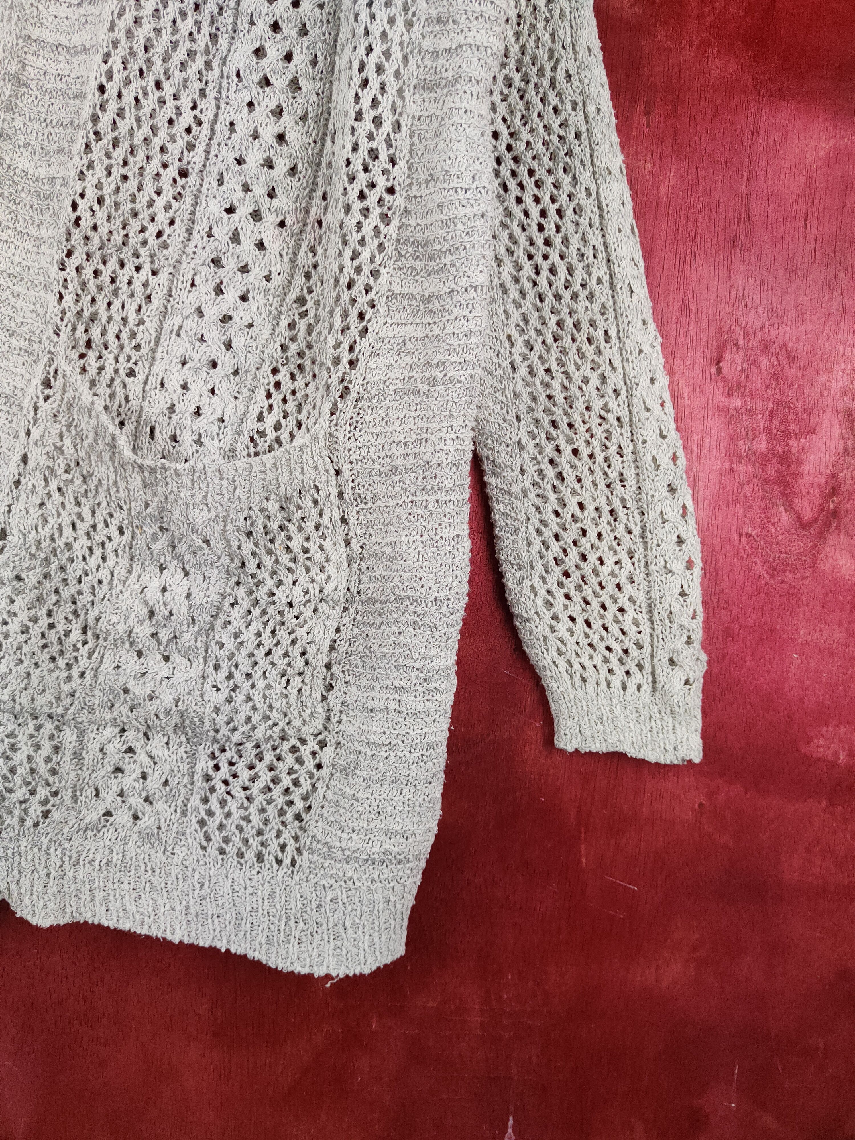 Homespun Knitwear Japanese Brand Gray Crochet Meshnet Knitwear Cardigan #S988 Size XL / US 12-14 / IT 48-50 - 6 Thumbnail